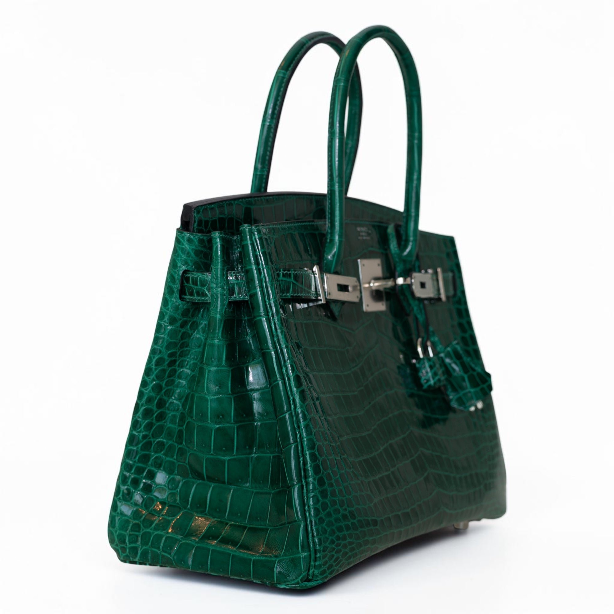 Hermès Birkin 30 Retourne Vert Émeraude Shiny Porosus Crocodile Palladium Hardware