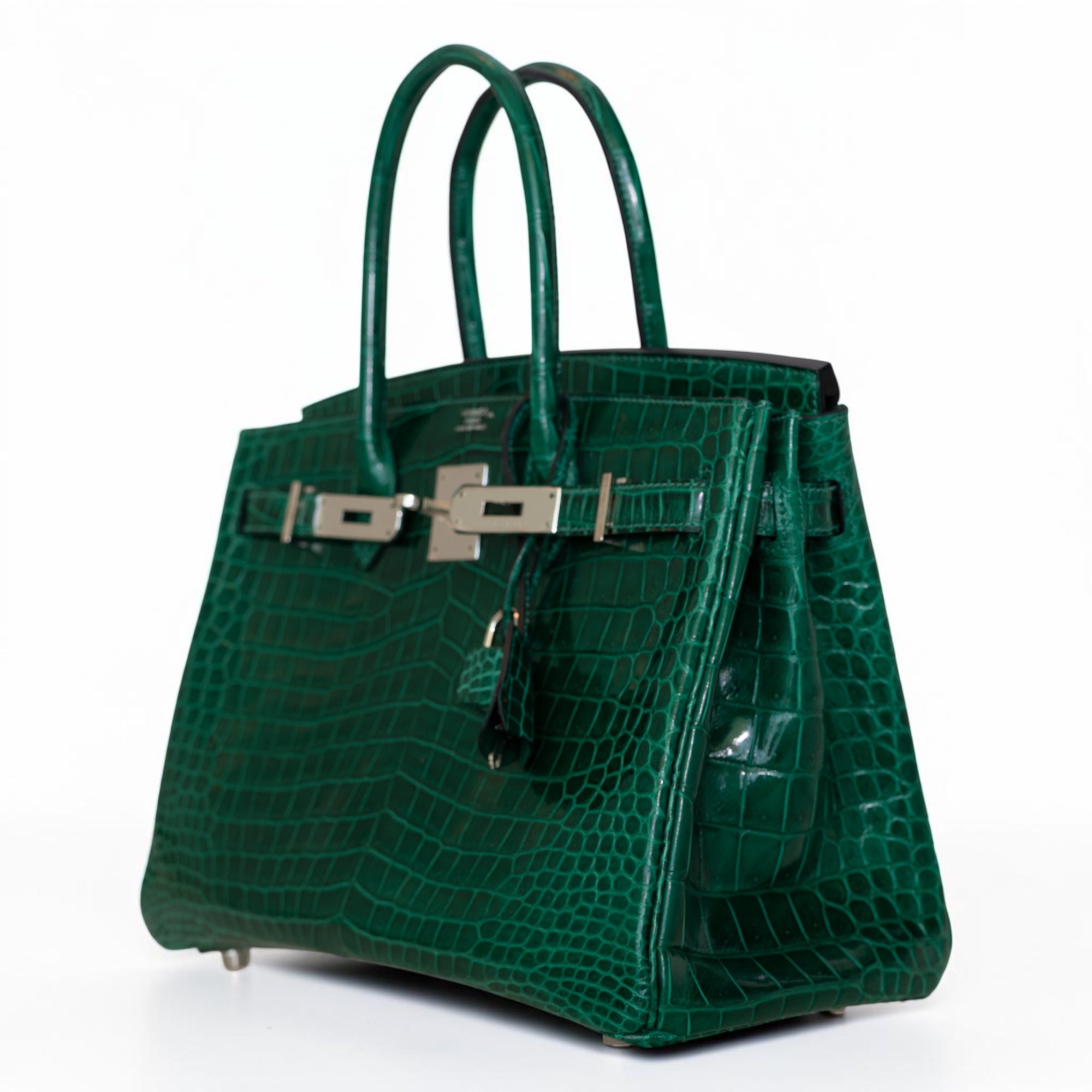 Hermès Birkin 30 Retourne Vert Émeraude Shiny Porosus Crocodile Palladium Hardware