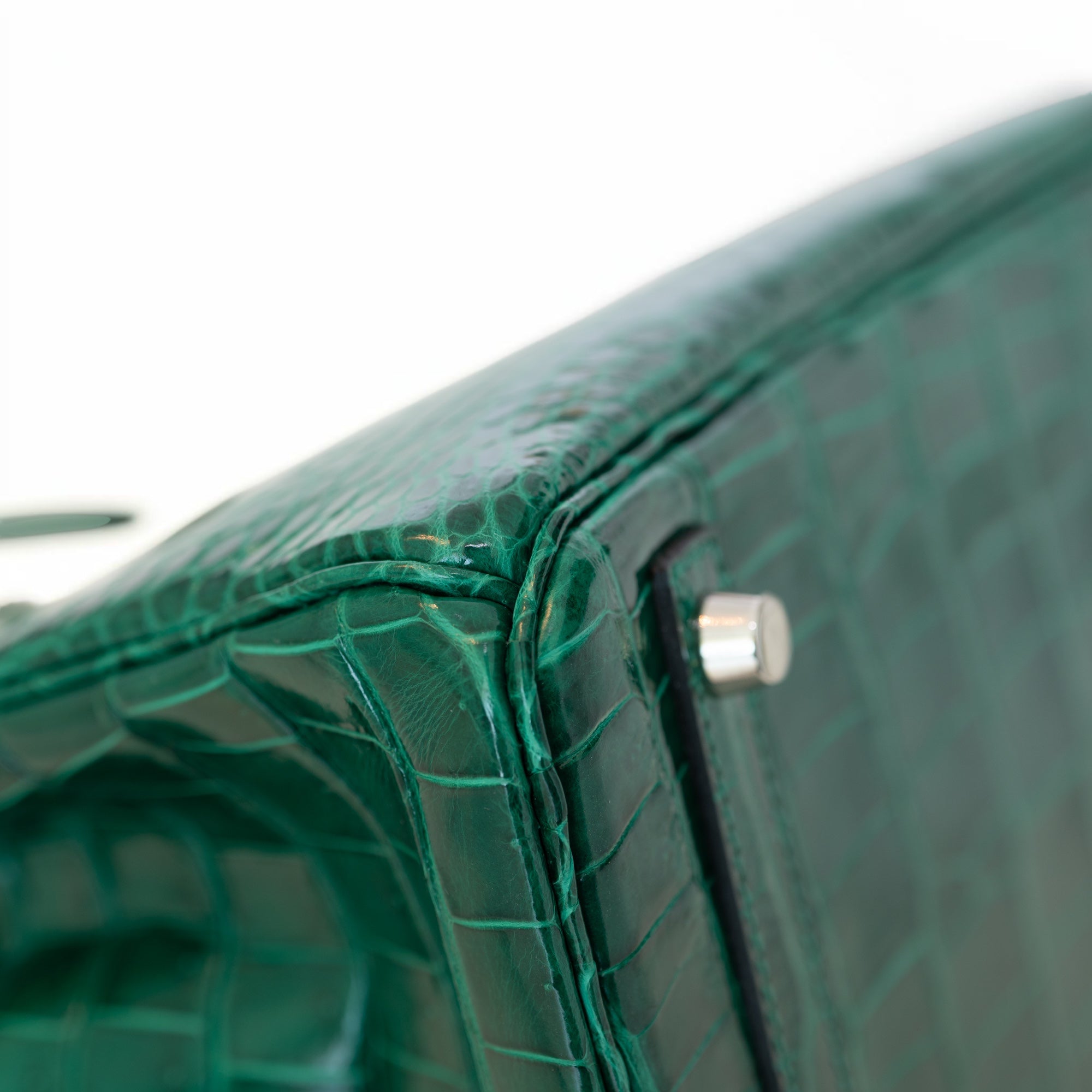 Hermès Birkin 30 Retourne Vert Émeraude Shiny Porosus Crocodile Palladium Hardware