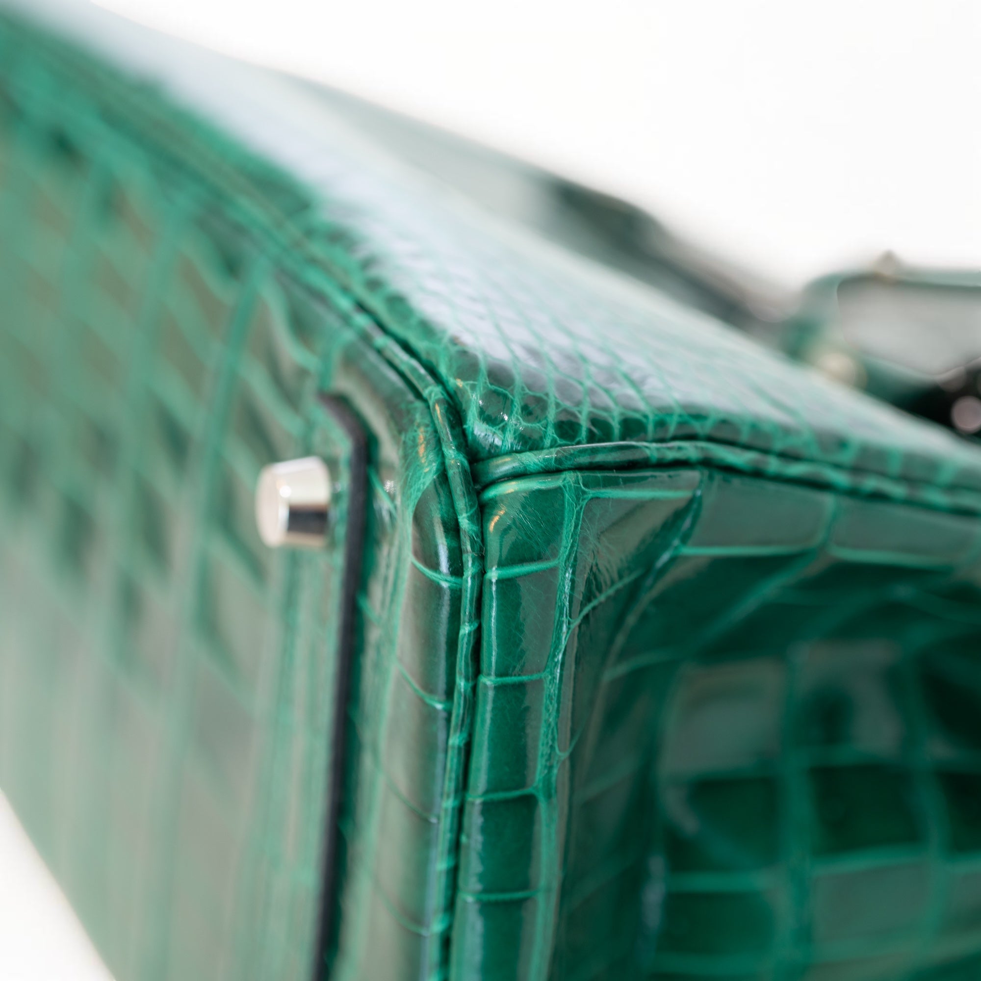 Hermès Birkin 30 Retourne Vert Émeraude Shiny Porosus Crocodile Palladium Hardware
