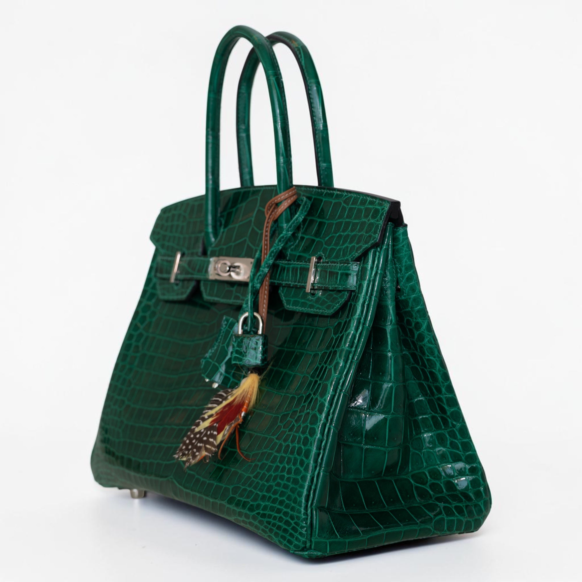 Hermès Birkin 30 Retourne Vert Émeraude Shiny Porosus Crocodile Palladium Hardware