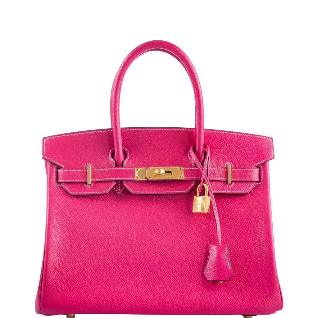 Hermes Rose Tyrien Birkin 30 Ostrich Palladium