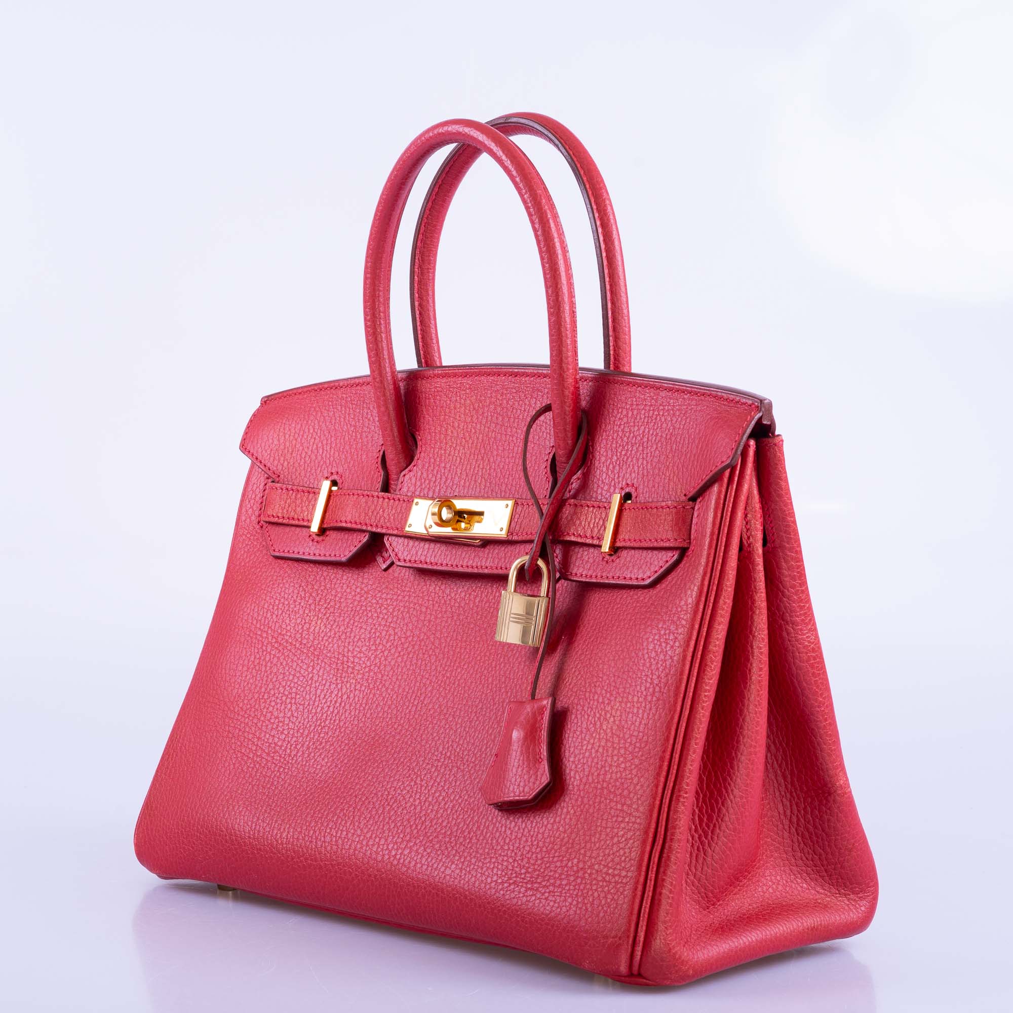 Hermès Birkin 30 Rouge Vif Ardenne with Gold Hardware