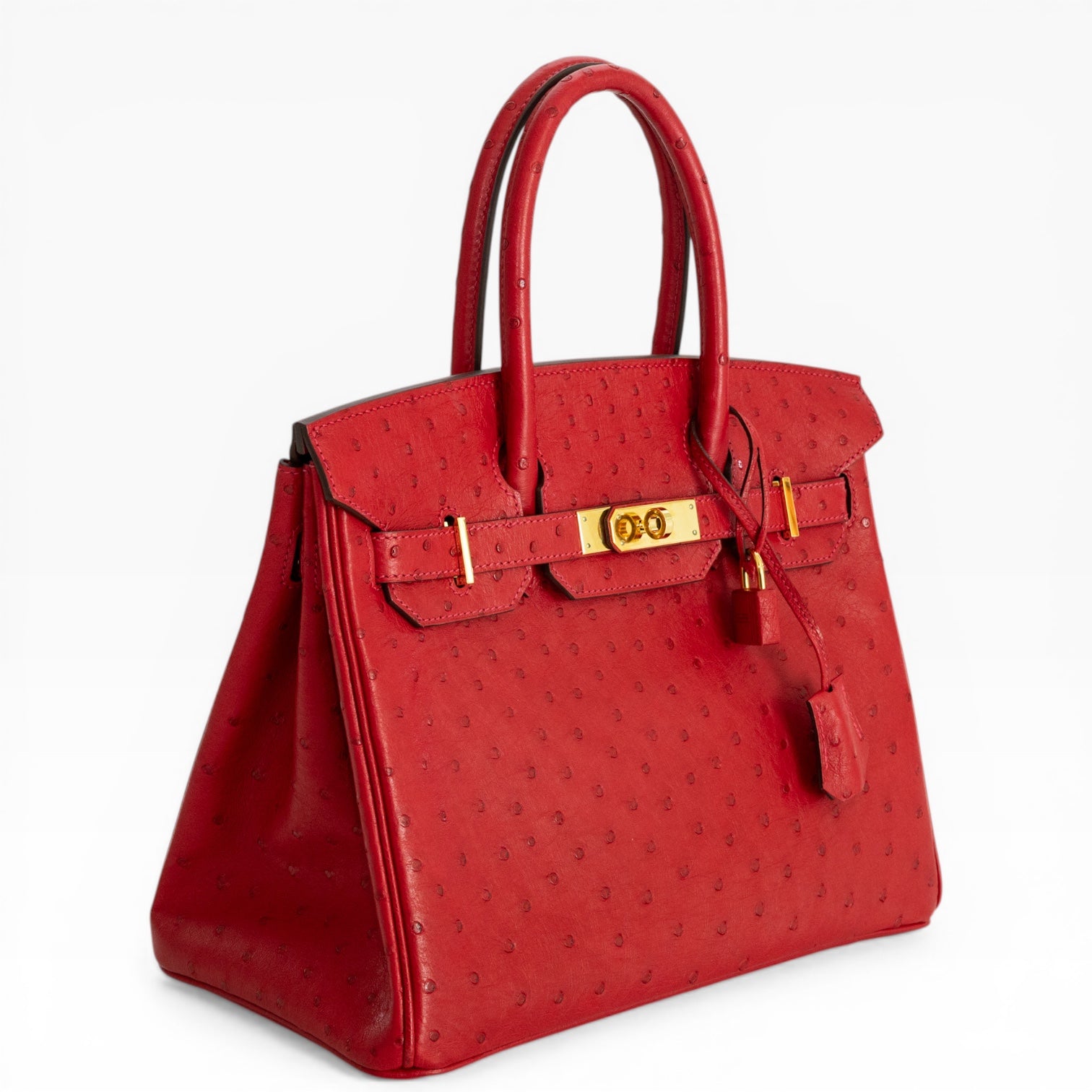 Hermès Birkin 30 Rouge Vif Ostrich Gold Hardware