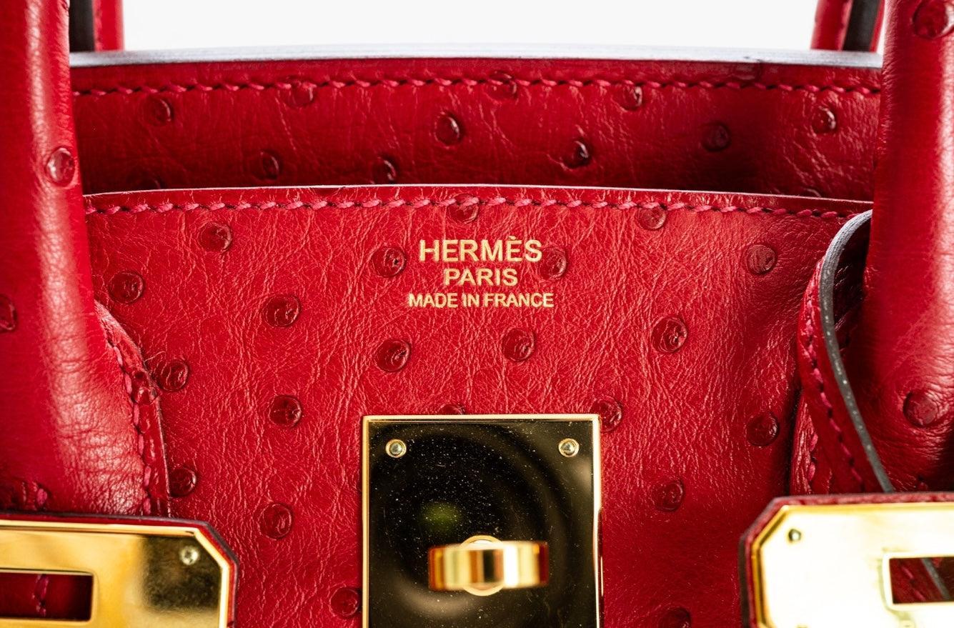 Hermès Birkin 30 Rouge Vif Ostrich Gold Hardware
