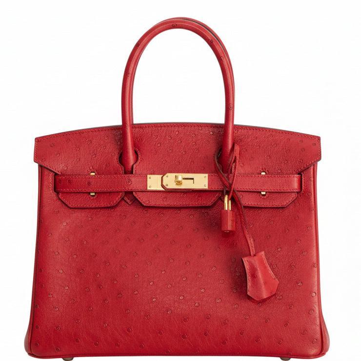 Hermès Birkin 30 Rouge Vif Ostrich Gold Hardware