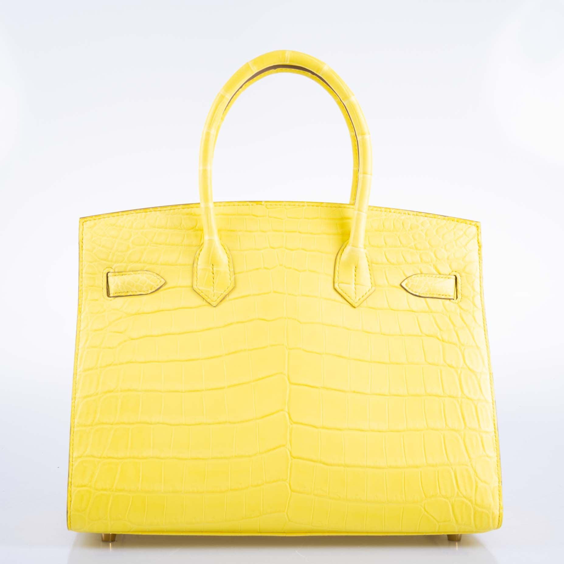 Hermès Birkin 30 Sellier Jaune Citron Matte Niloticus Crocodile Gold Hardware