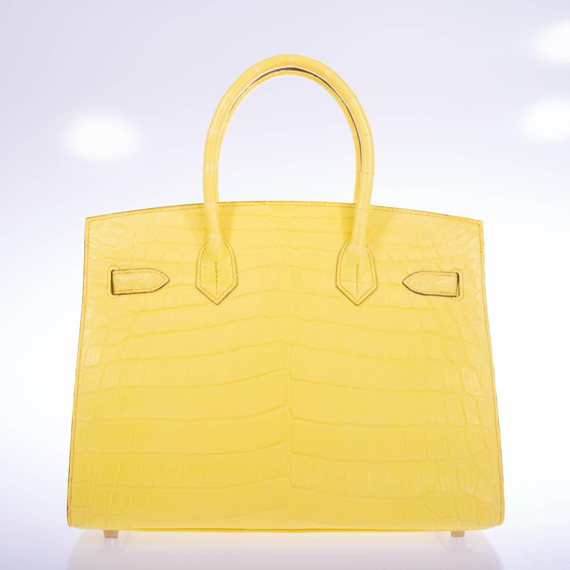 Hermès Birkin 30 Sellier Jaune Citron Matte Niloticus Crocodile Gold Hardware