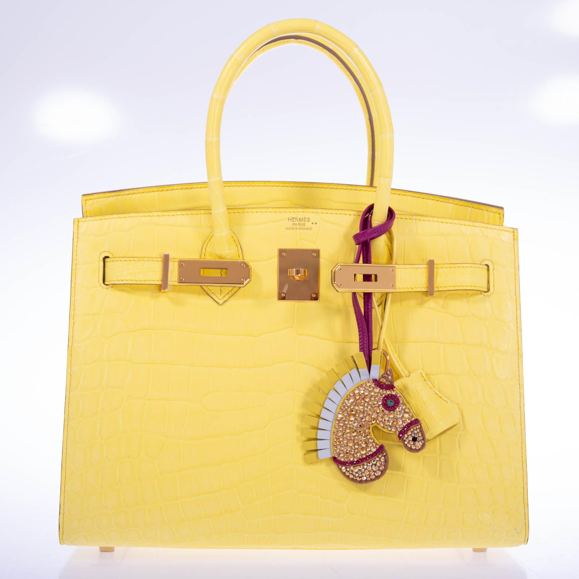 Hermès Birkin 30 Sellier Jaune Citron Matte Niloticus Crocodile Gold Hardware