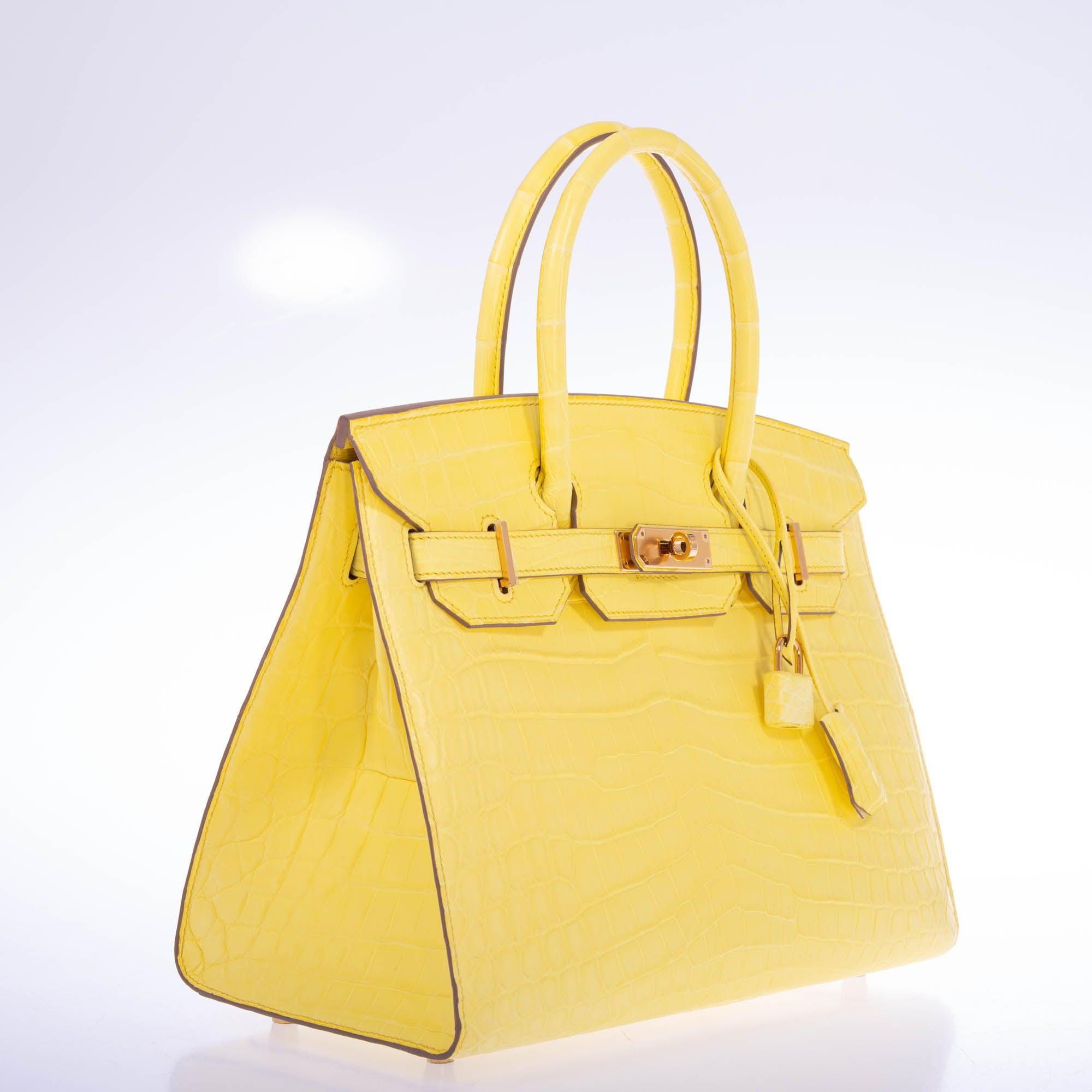 Hermès Birkin 30 Sellier Jaune Citron Matte Niloticus Crocodile Gold Hardware