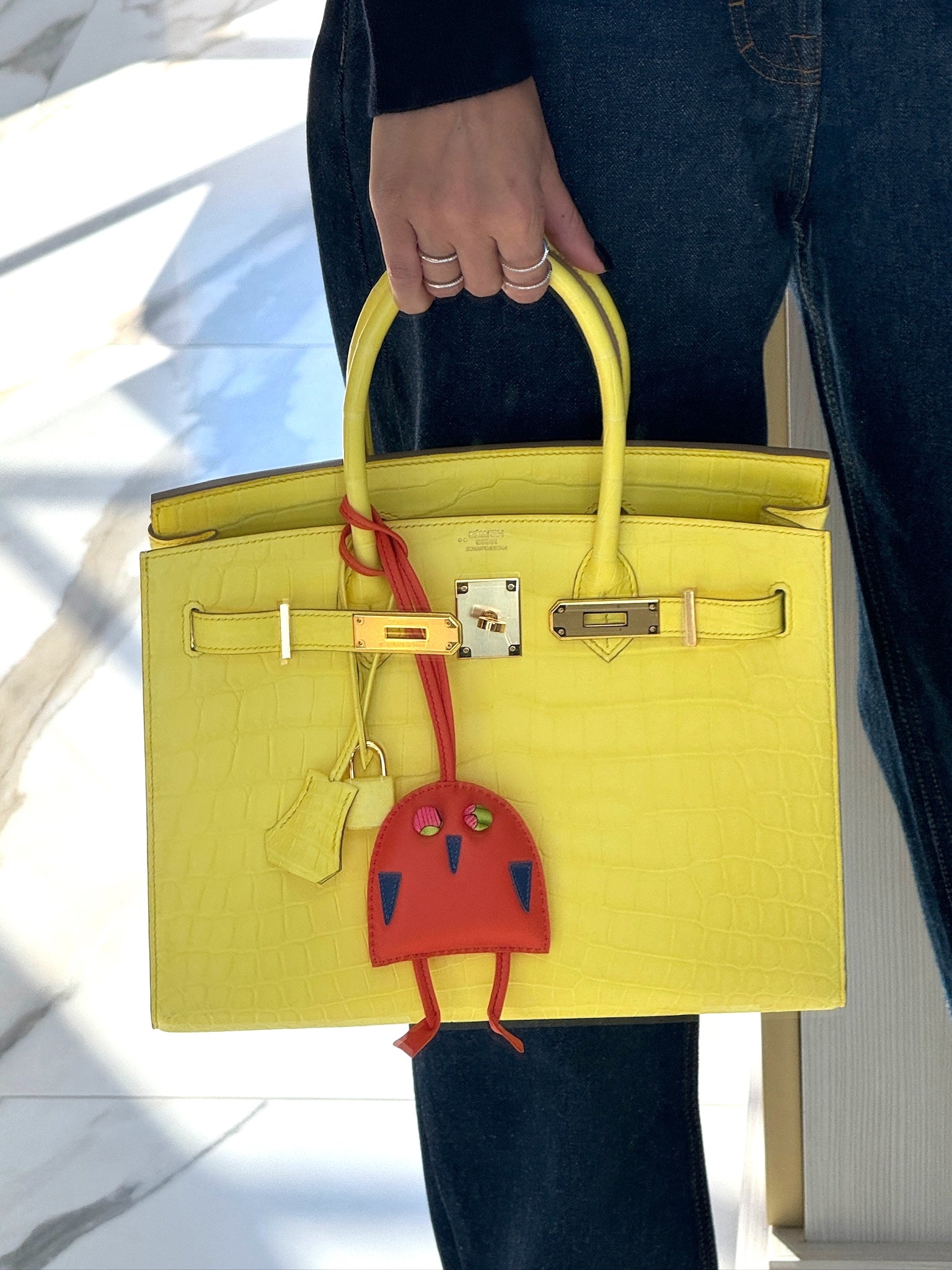 Hermès Birkin 30 Sellier Jaune Citron Matte Niloticus Crocodile Gold Hardware