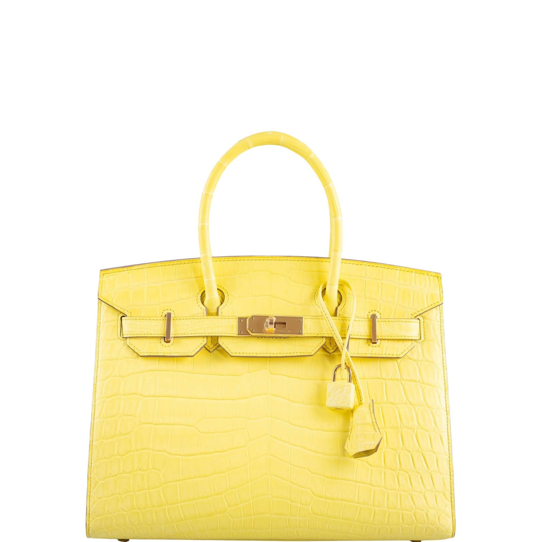 Hermès Birkin 30 Sellier Jaune Citron Matte Niloticus Crocodile Gold Hardware