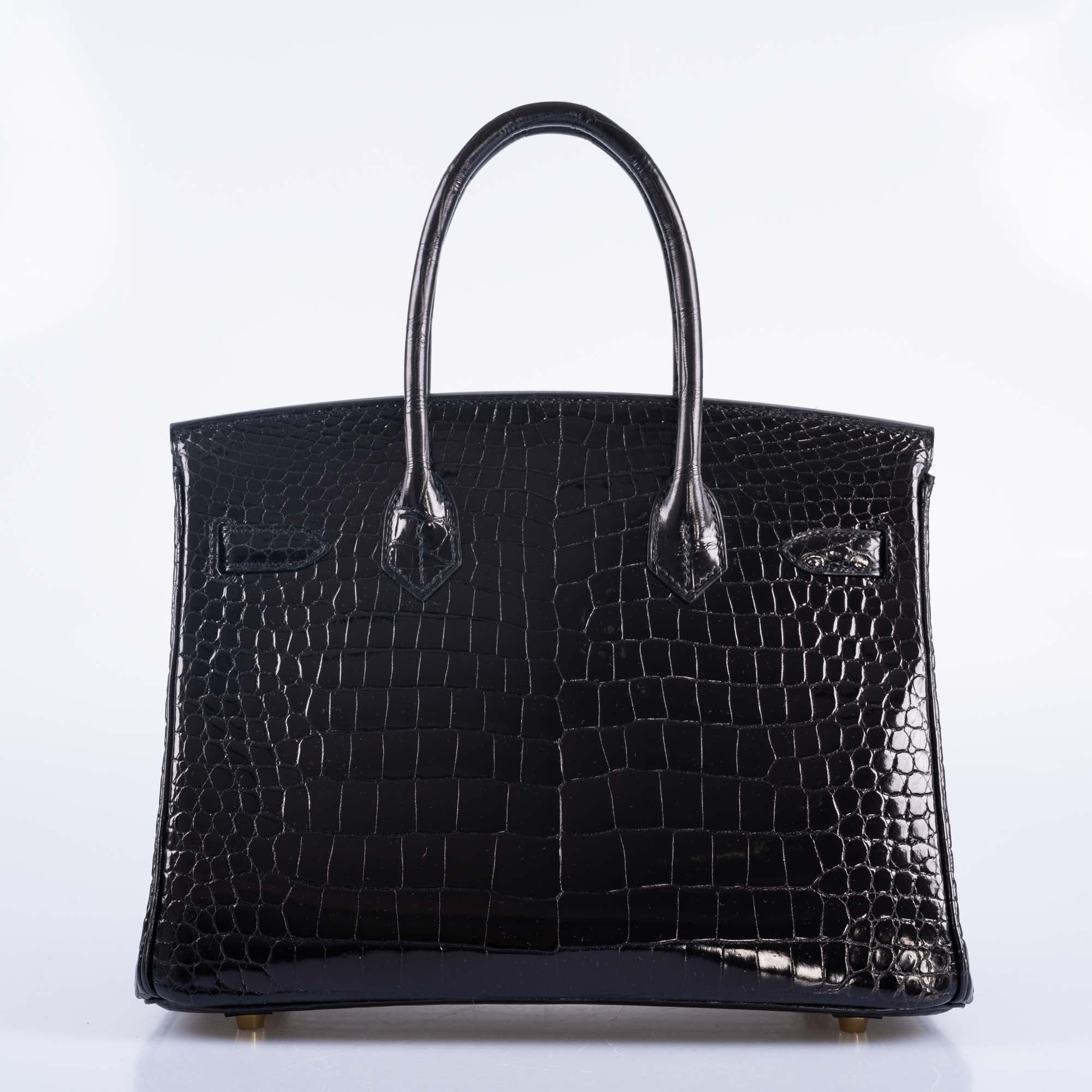 Hermès Birkin 30 Shiny Black Porosus Crocodile Gold Hardware