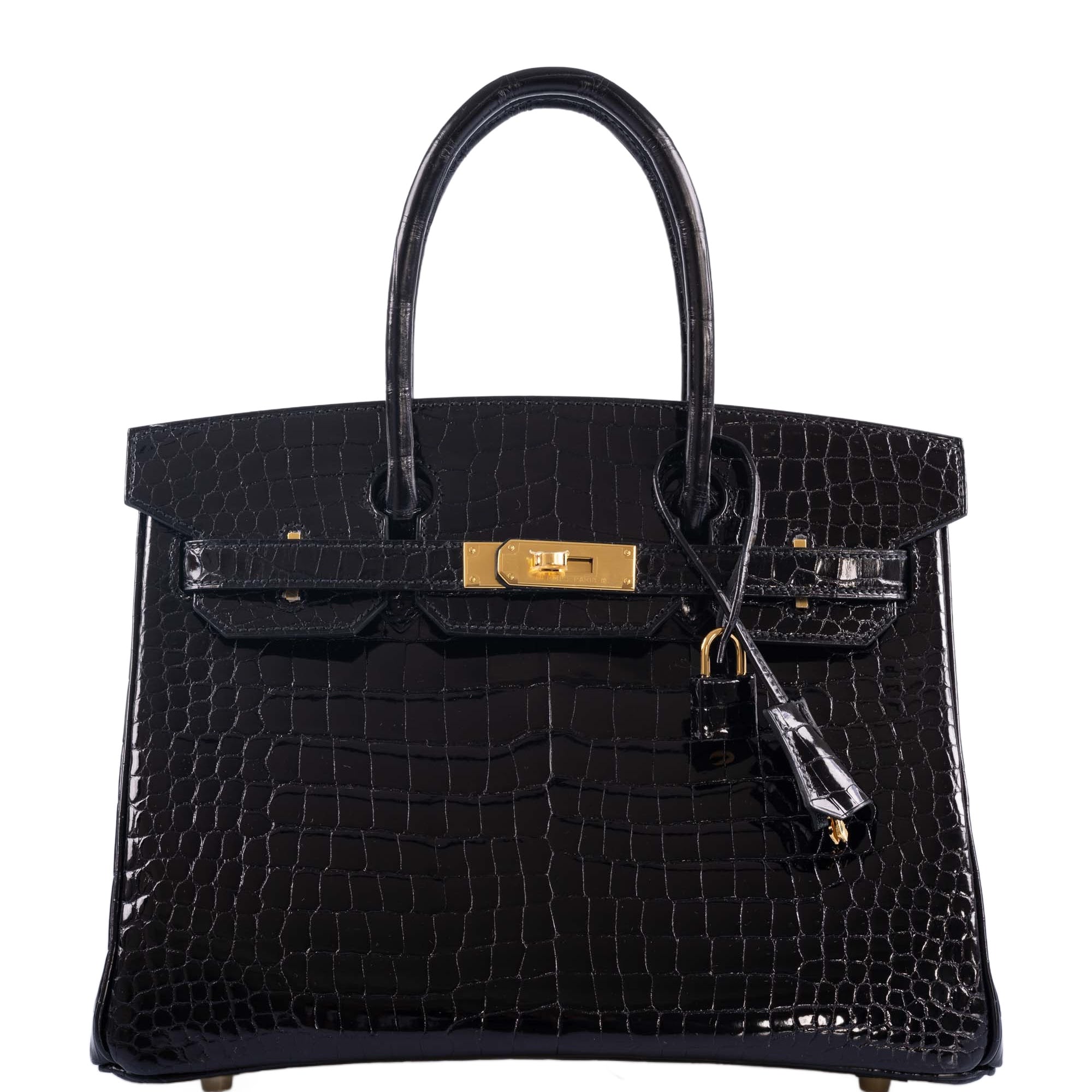 Hermès Birkin 30 Shiny Black Porosus Crocodile Gold Hardware