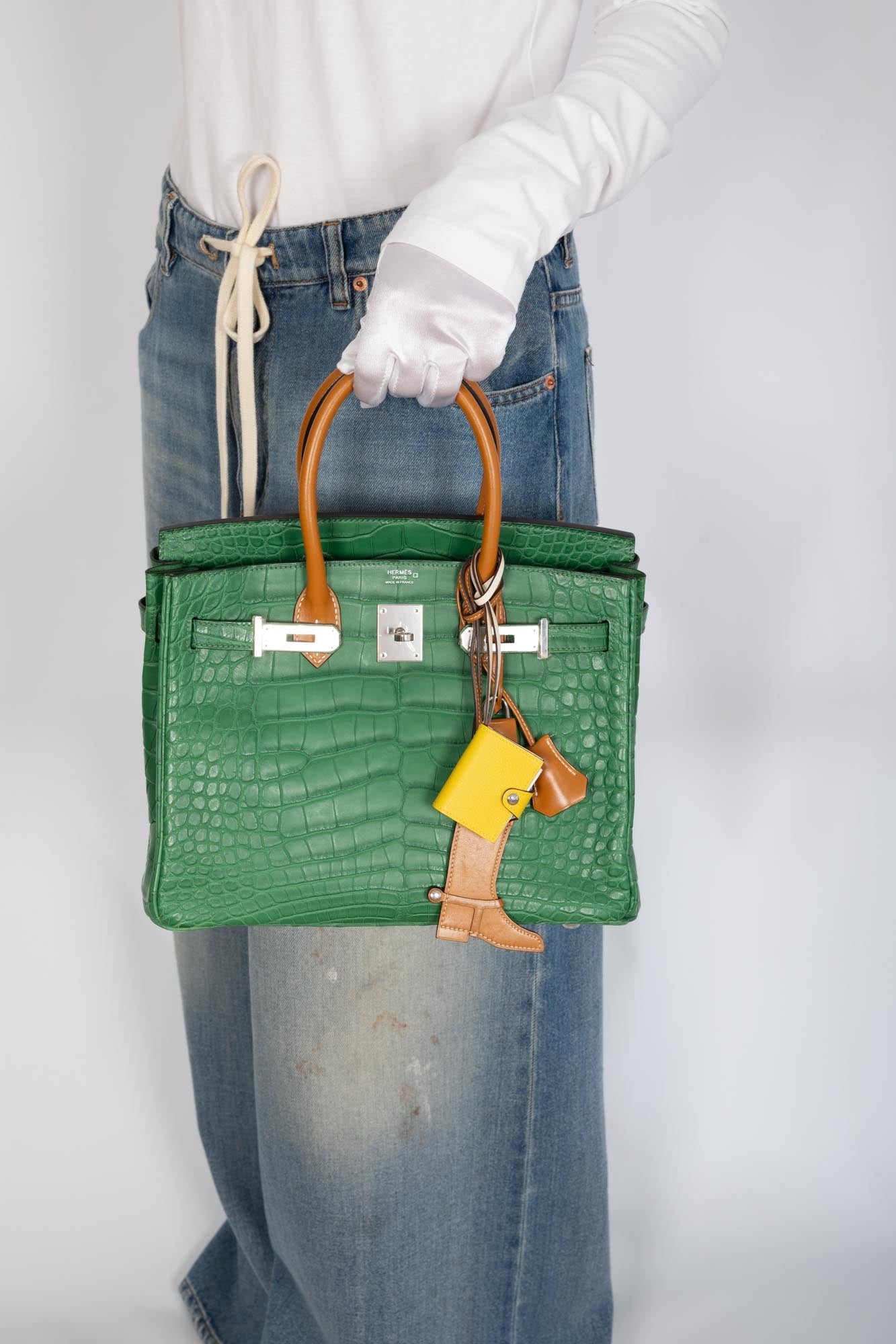 Hermès Birkin 30 Touch Cactus/Naturel-Sable Alligator Mississippi Matte Palladium Hardware
