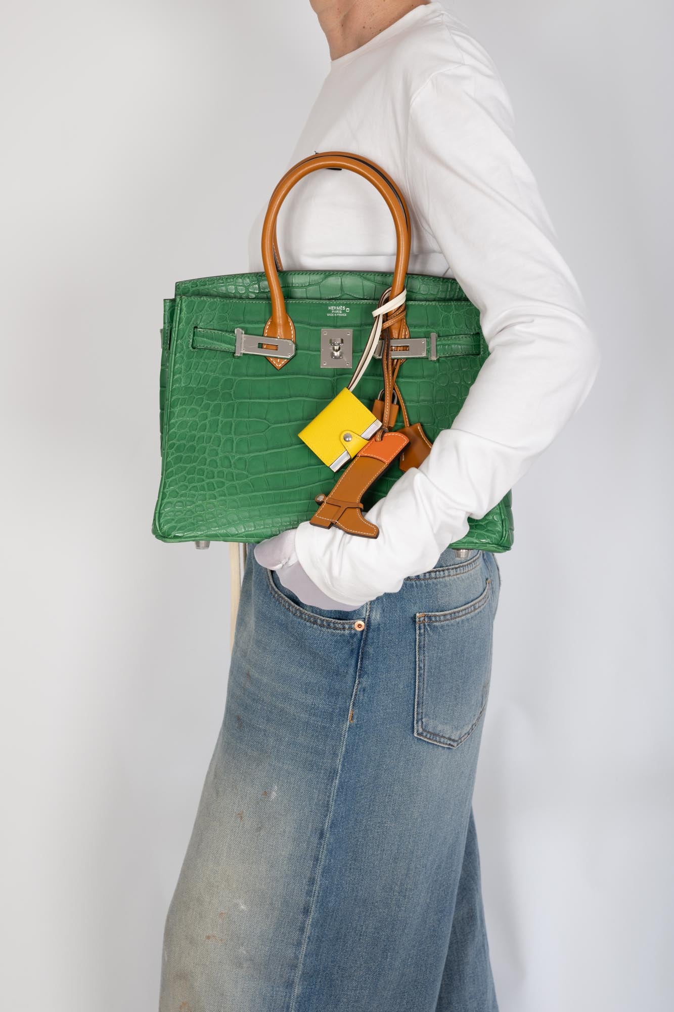 Hermès Birkin 30 Touch Cactus/Naturel-Sable Alligator Mississippi Matte Palladium Hardware