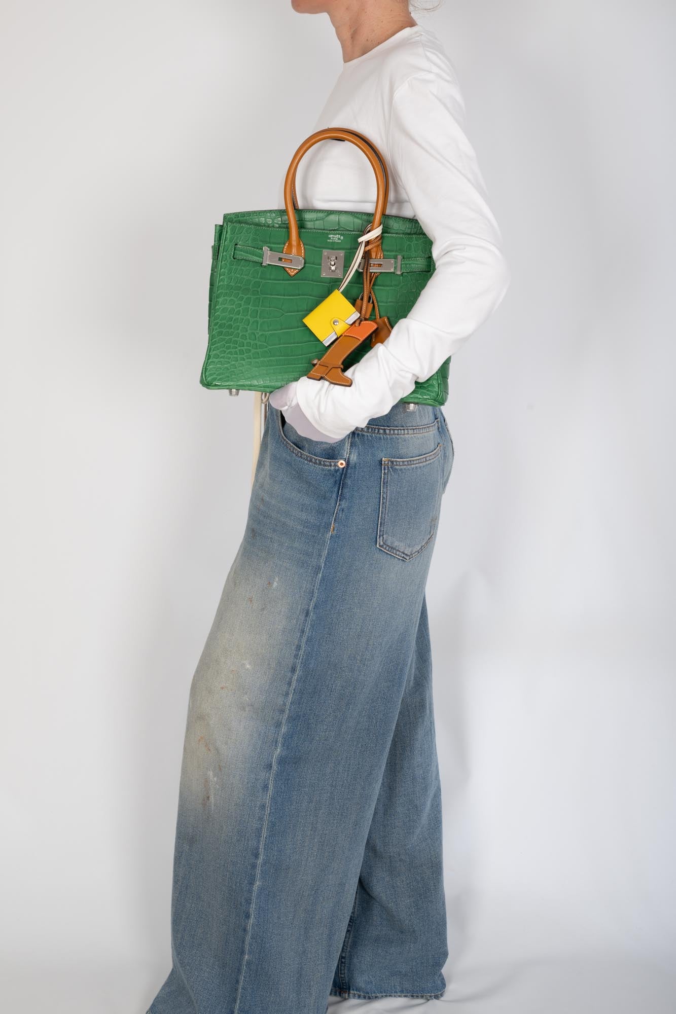 Hermès Birkin 30 Touch Cactus/Naturel-Sable Alligator Mississippi Matte Palladium Hardware