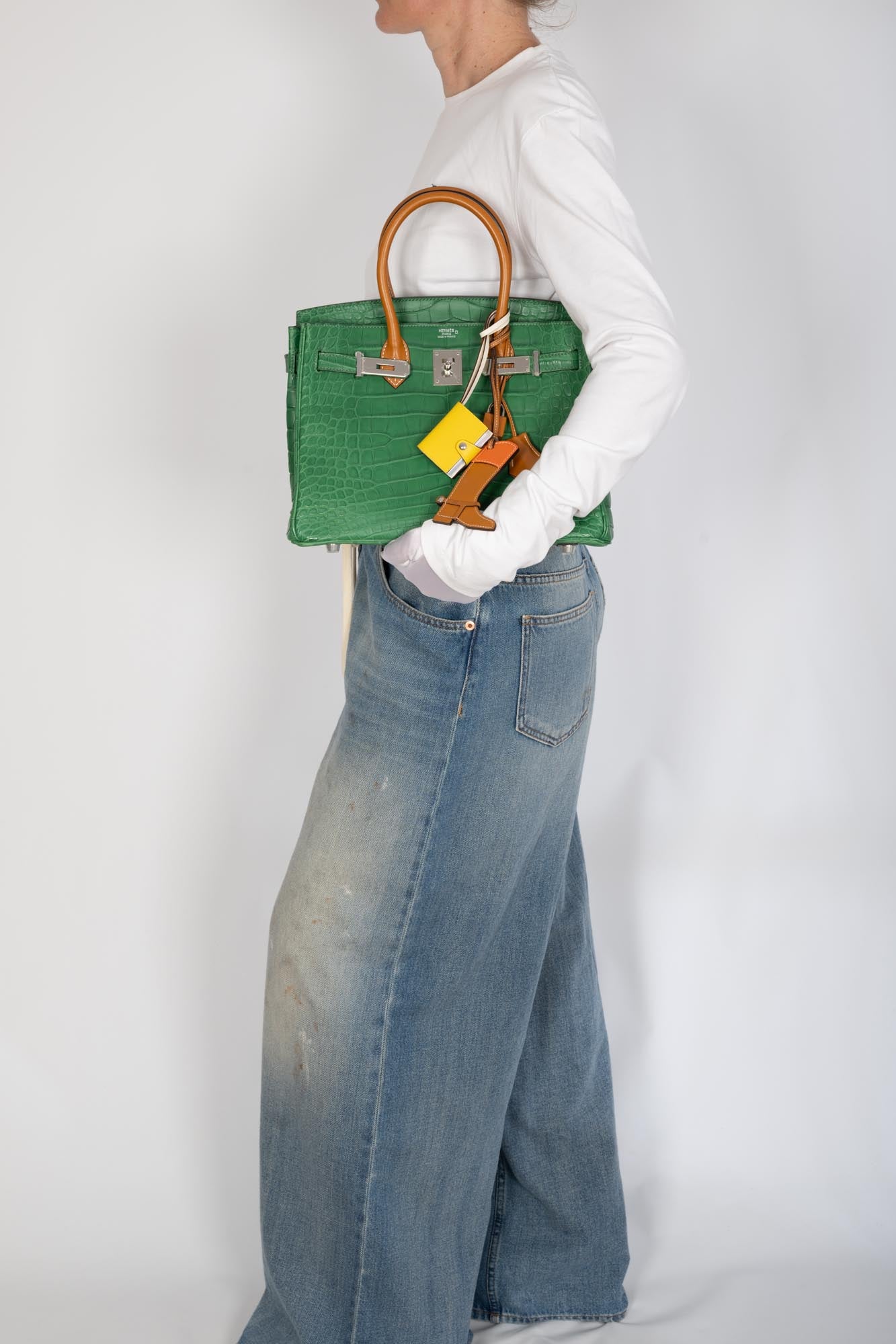 Hermès Birkin 30 Touch Cactus/Naturel-Sable Alligator Mississippi Matte Palladium Hardware