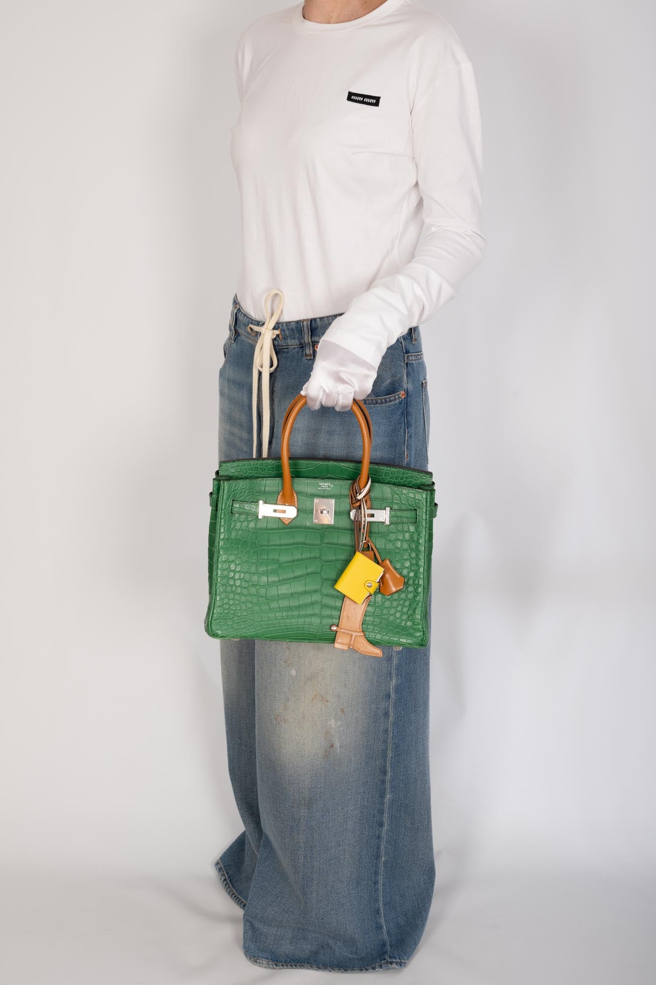 Hermès Birkin 30 Touch Cactus/Naturel-Sable Alligator Mississippi Matte Palladium Hardware