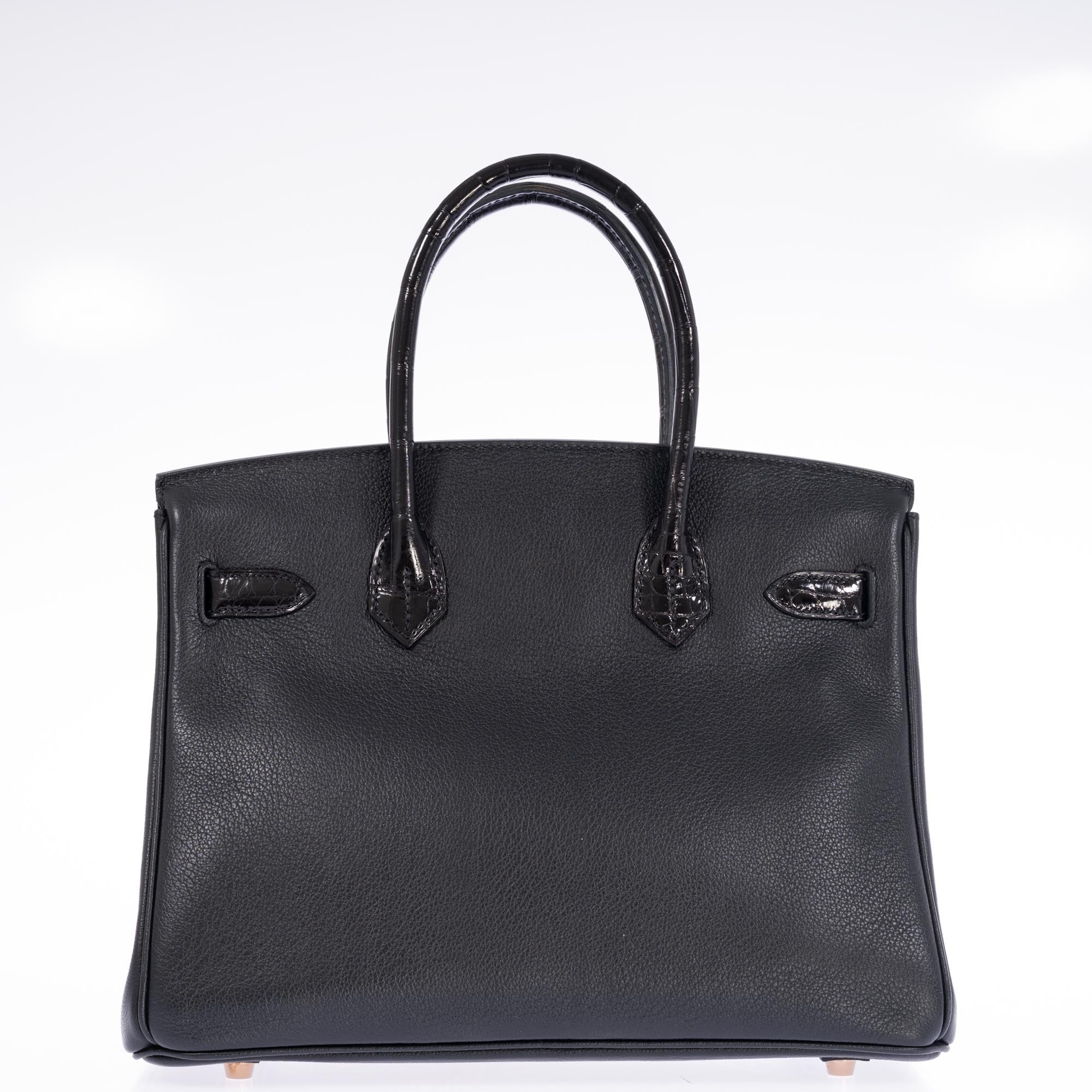 Hermès Birkin 30 Touch Noir Novillo Shiny Niloticus Crocodile Gold