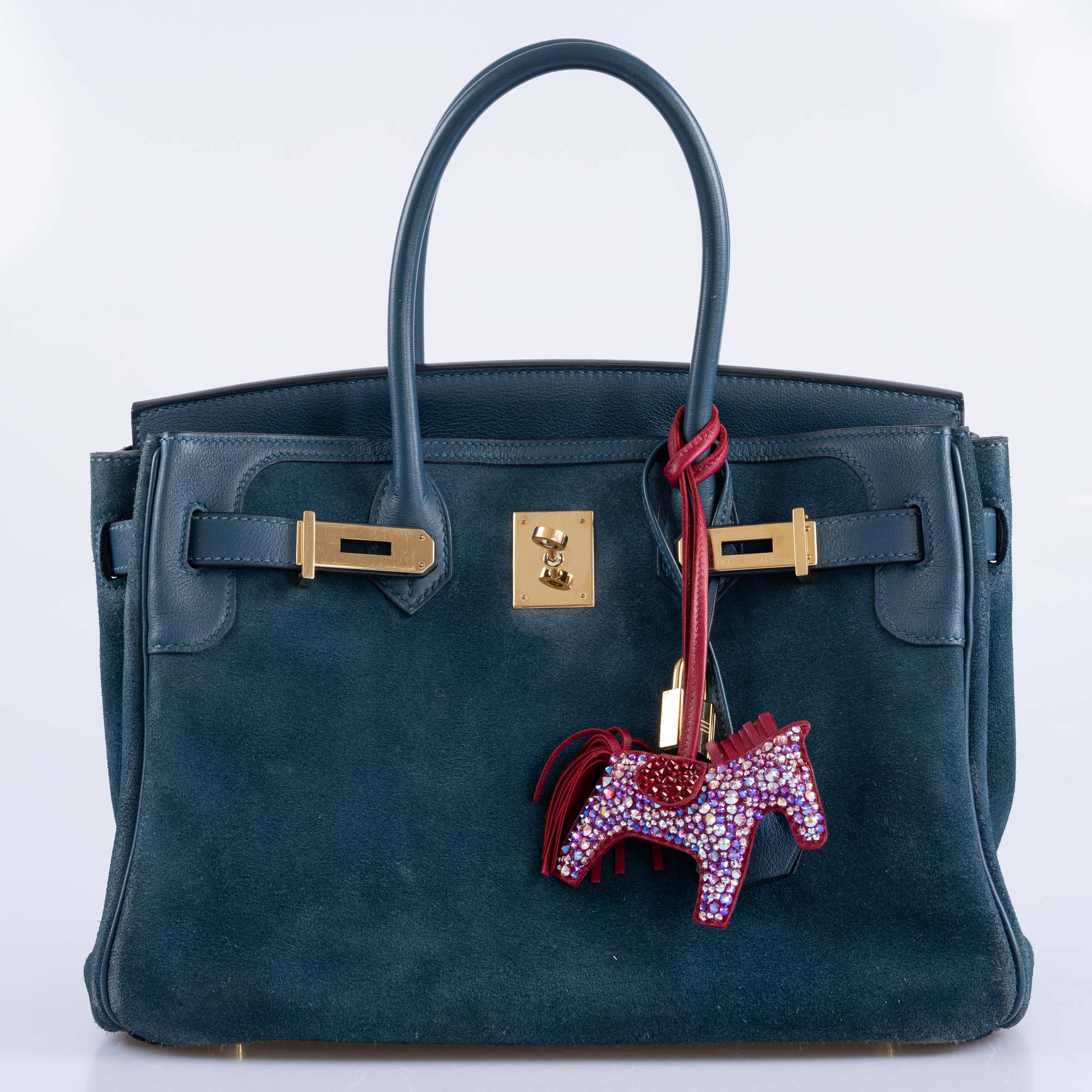 Hermès Birkin 30 Veau Doblis Swift Grizzly Bleu Tempete Permabrass Hardware