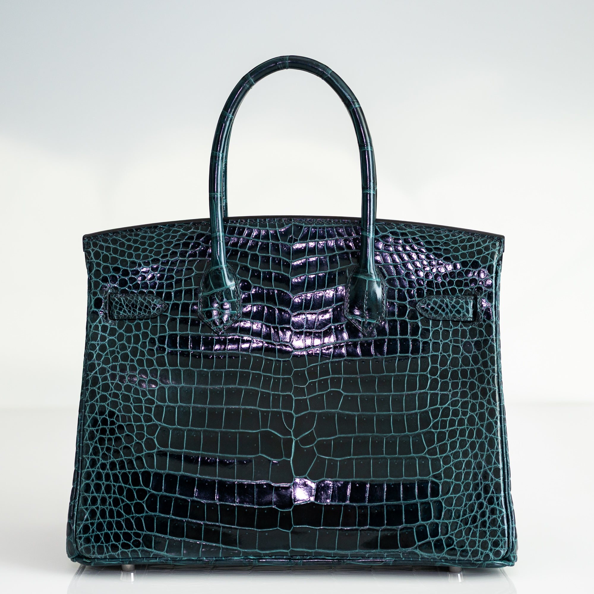 Hermès Birkin 30 Vert Cypres Shiny Porosus Crocodile Palladium Hardware