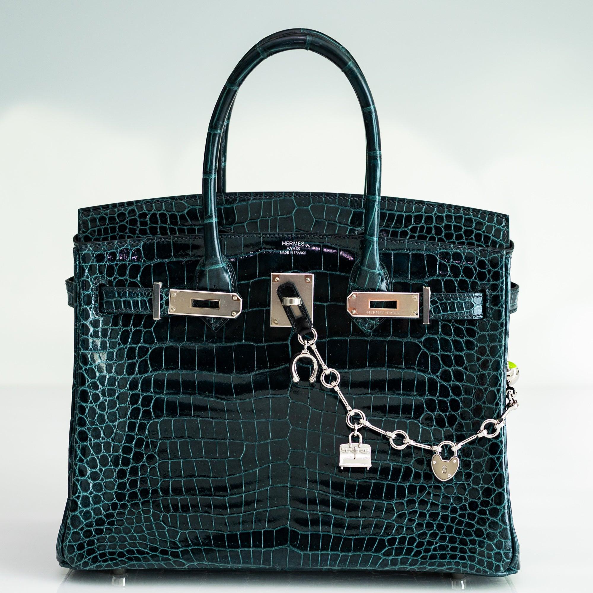 Hermès Birkin 30 Vert Cypres Shiny Porosus Crocodile Palladium