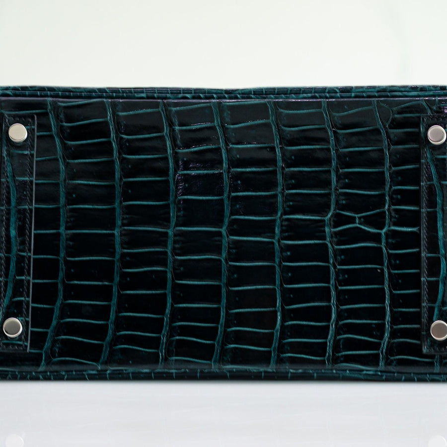 Hermès Birkin 30 Vert Cypres Shiny Porosus Crocodile Palladium Hardware