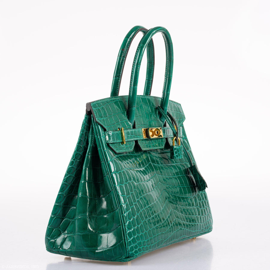 Hermès Birkin 30 Vert Emerald Niloticus Crocodile Gold Hardware