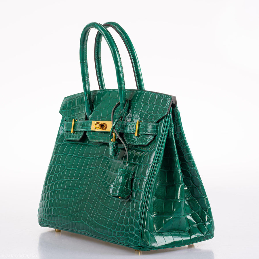 Hermès Birkin 30 Vert Emerald Niloticus Crocodile Gold Hardware