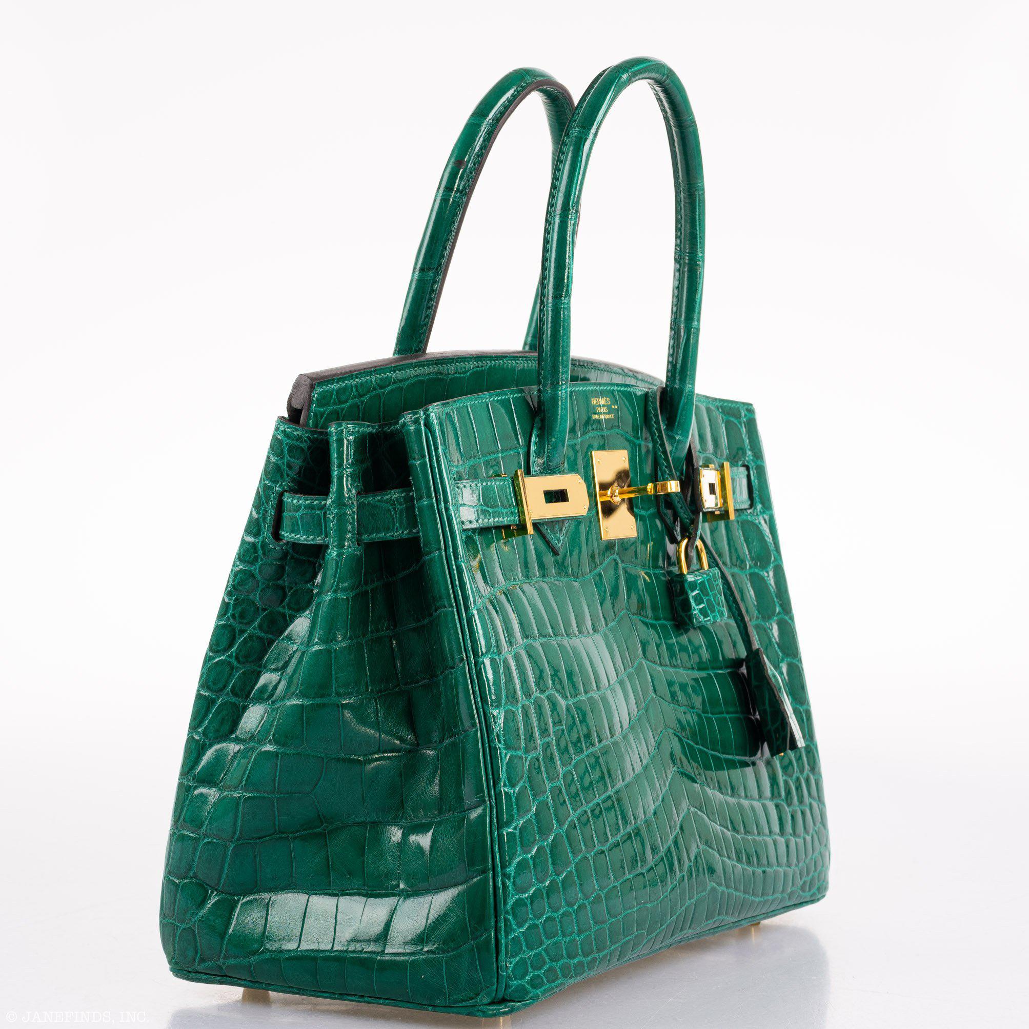Hermès Birkin 30 Vert Emerald Niloticus Crocodile Gold Hardware
