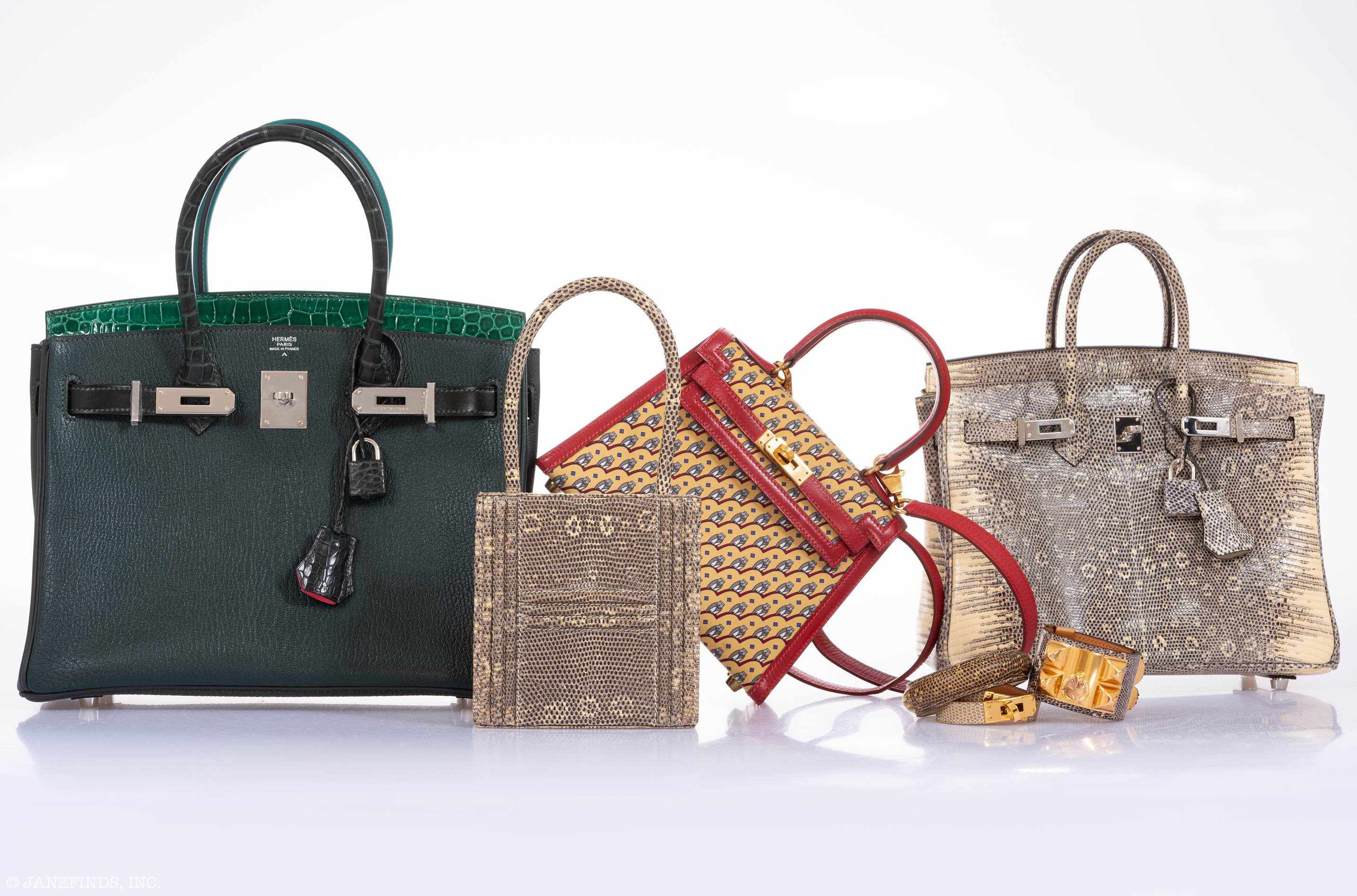 Hermès Birkin 30 Vert Emerald Porosus Crocodile, Vert Titien and Rose Azalée Patchwork Palladium Hardware