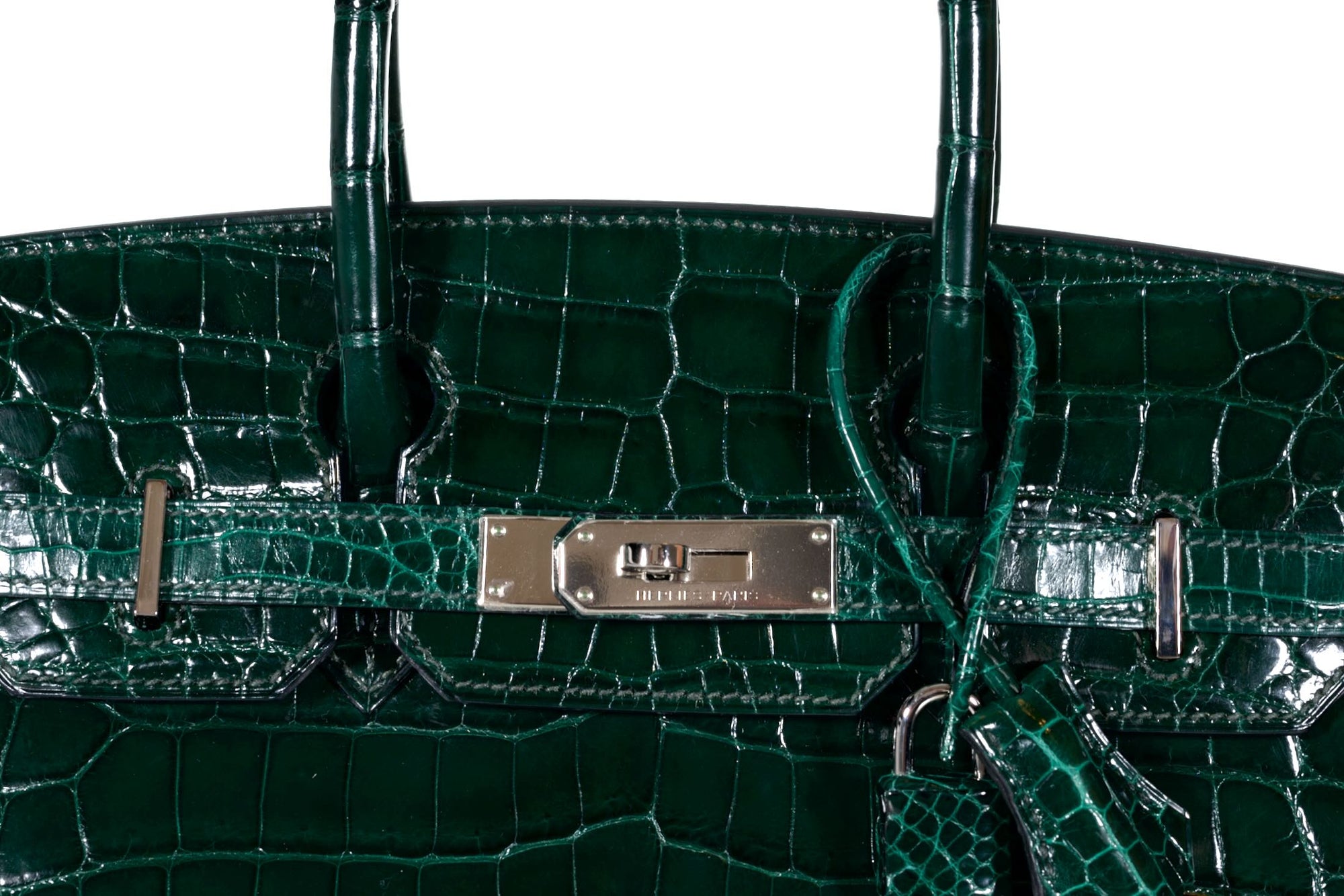 Hermès Birkin 30 Vert Foncé Shiny Niloticus Crocodile Palladium Hardware