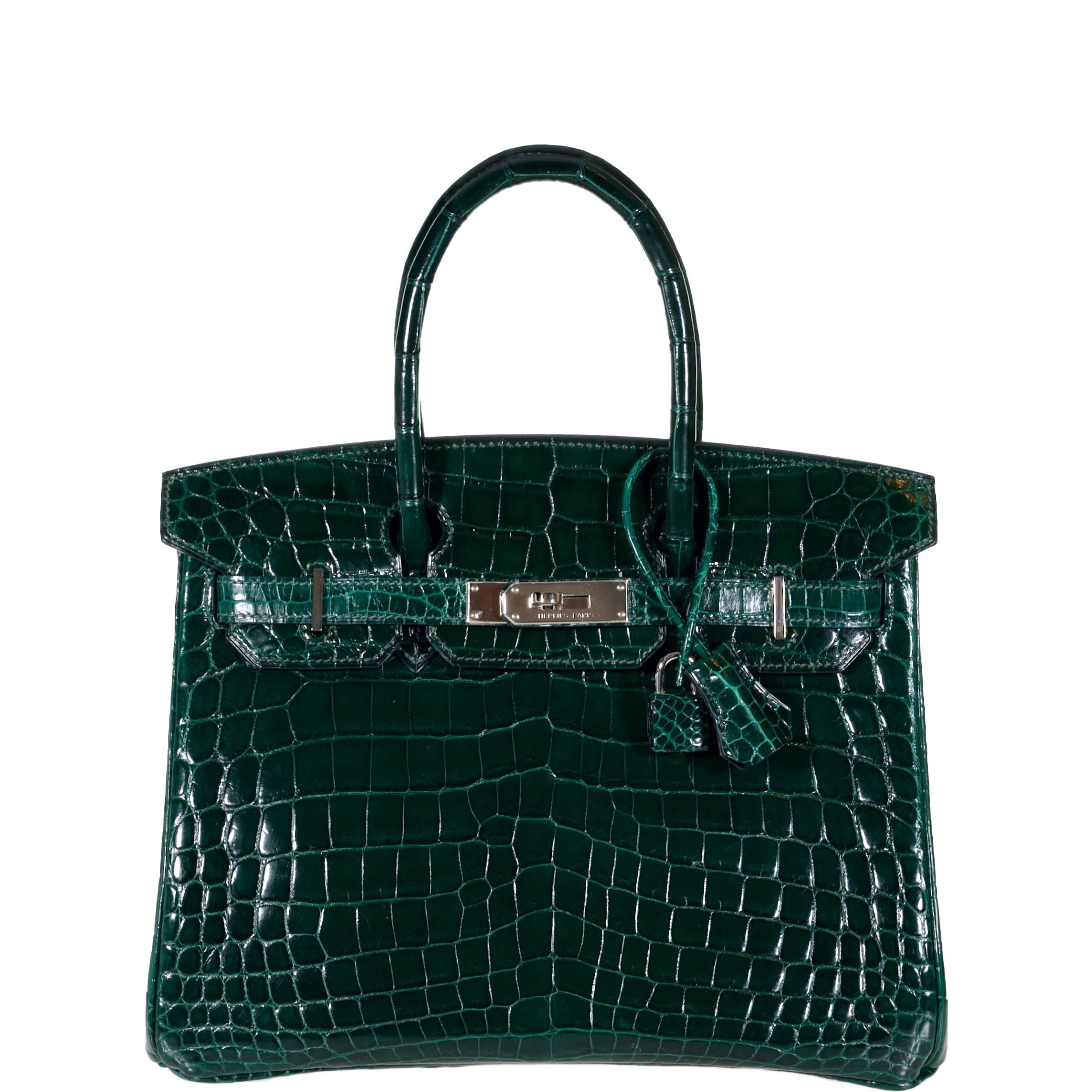 Hermès Birkin 30 Vert Foncé Shiny Niloticus Crocodile Palladium