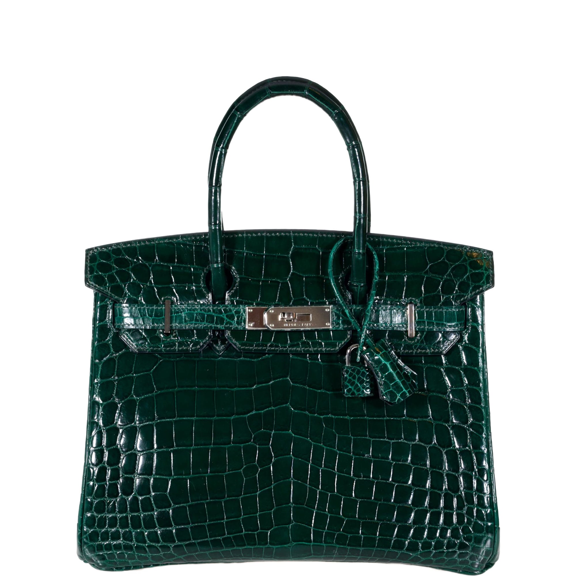 Hermès Birkin 30 Vert Foncé Shiny Niloticus Crocodile Palladium Hardware