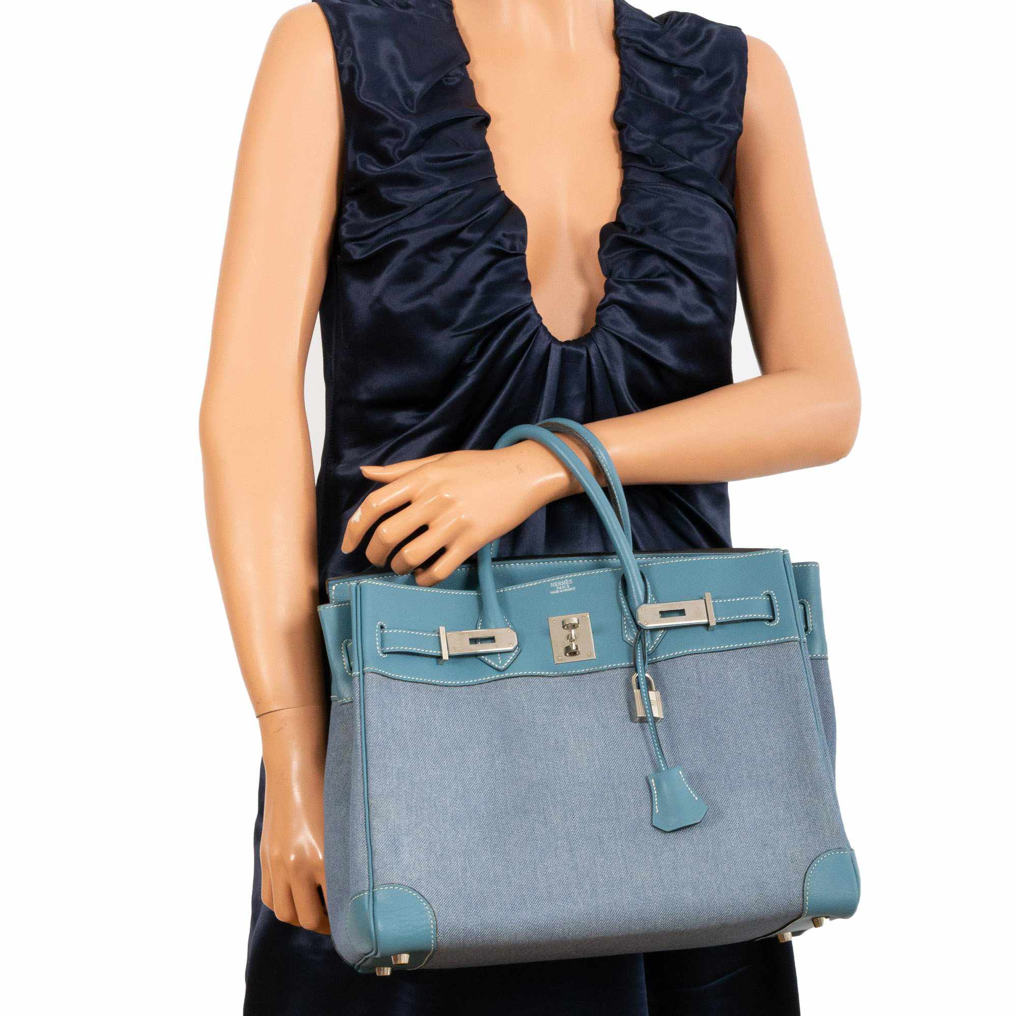 Hermès Birkin 32 HAC Denim & Blue Jean Gulliver Leather Palladium Hardware