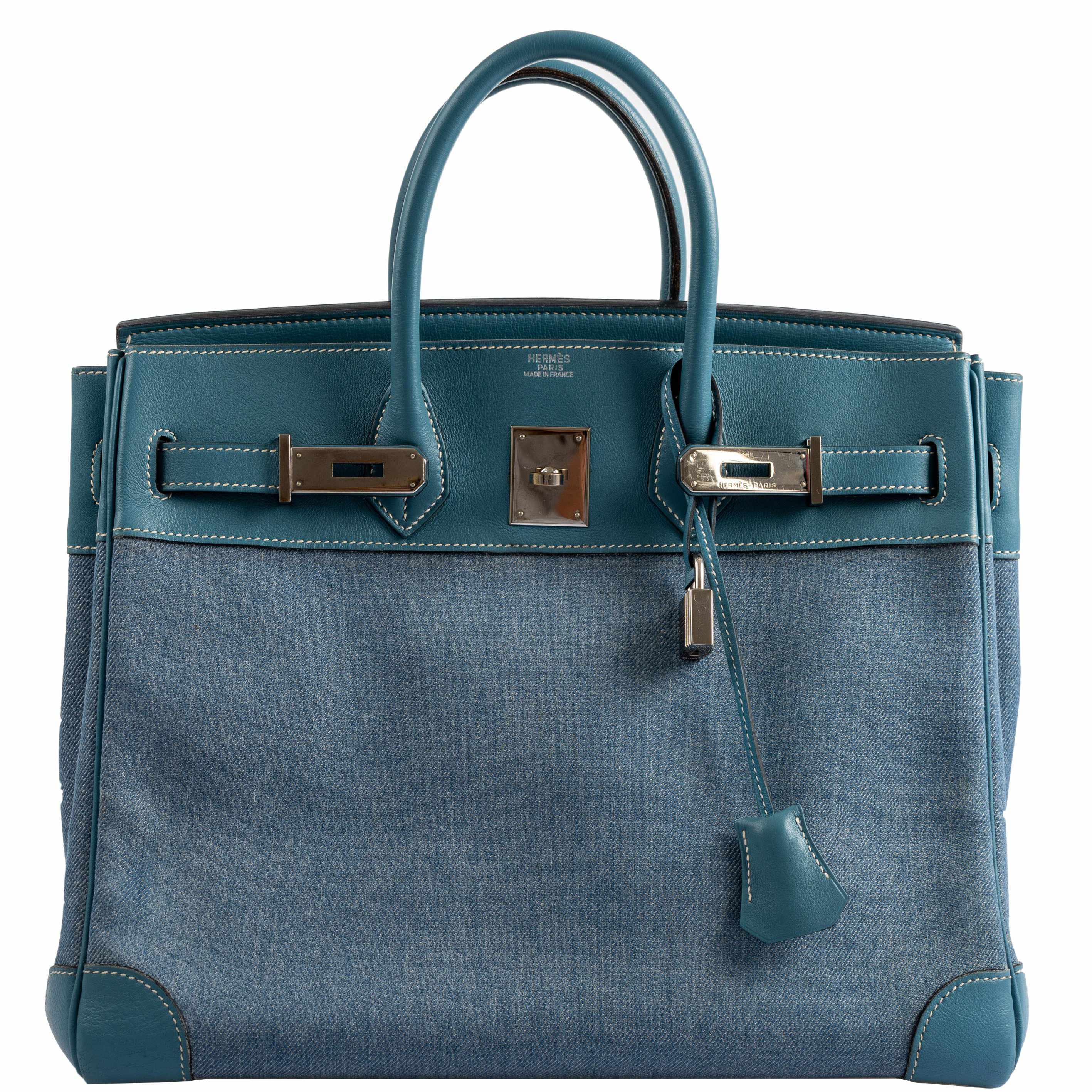 Hermès Birkin 32 HAC Denim & Blue Jean Gulliver Leather Palladium Hardware