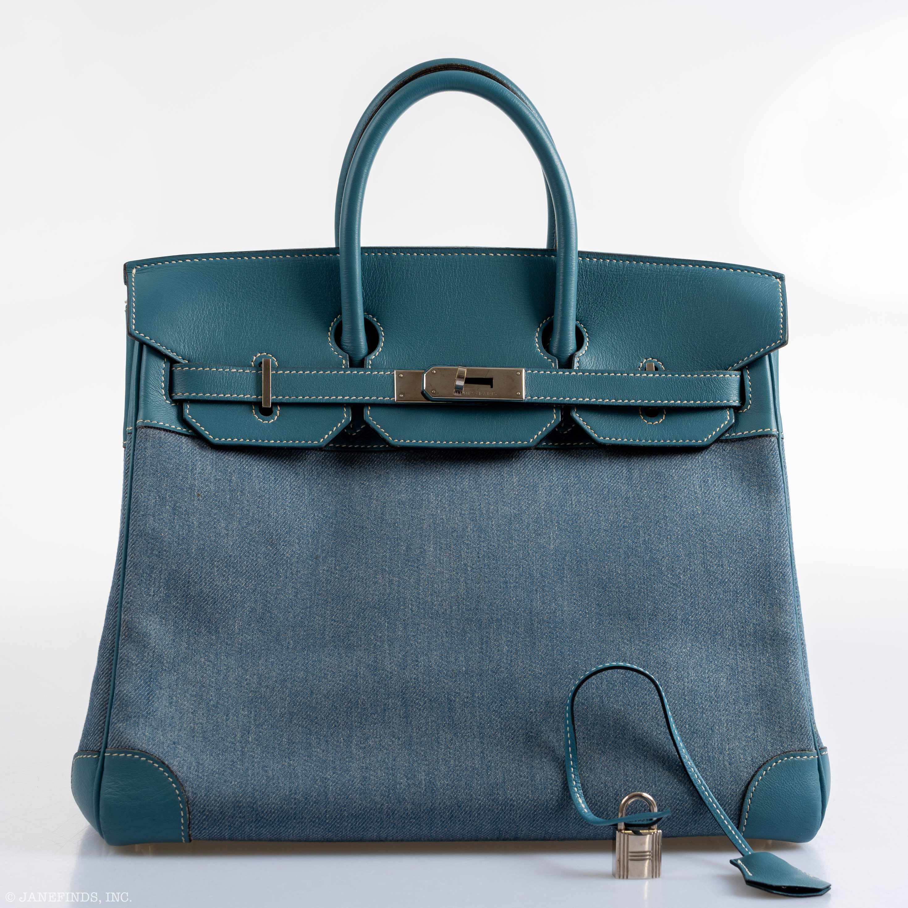 Hermès Birkin 32 HAC Denim & Blue Jean Gulliver Leather Palladium Hardware