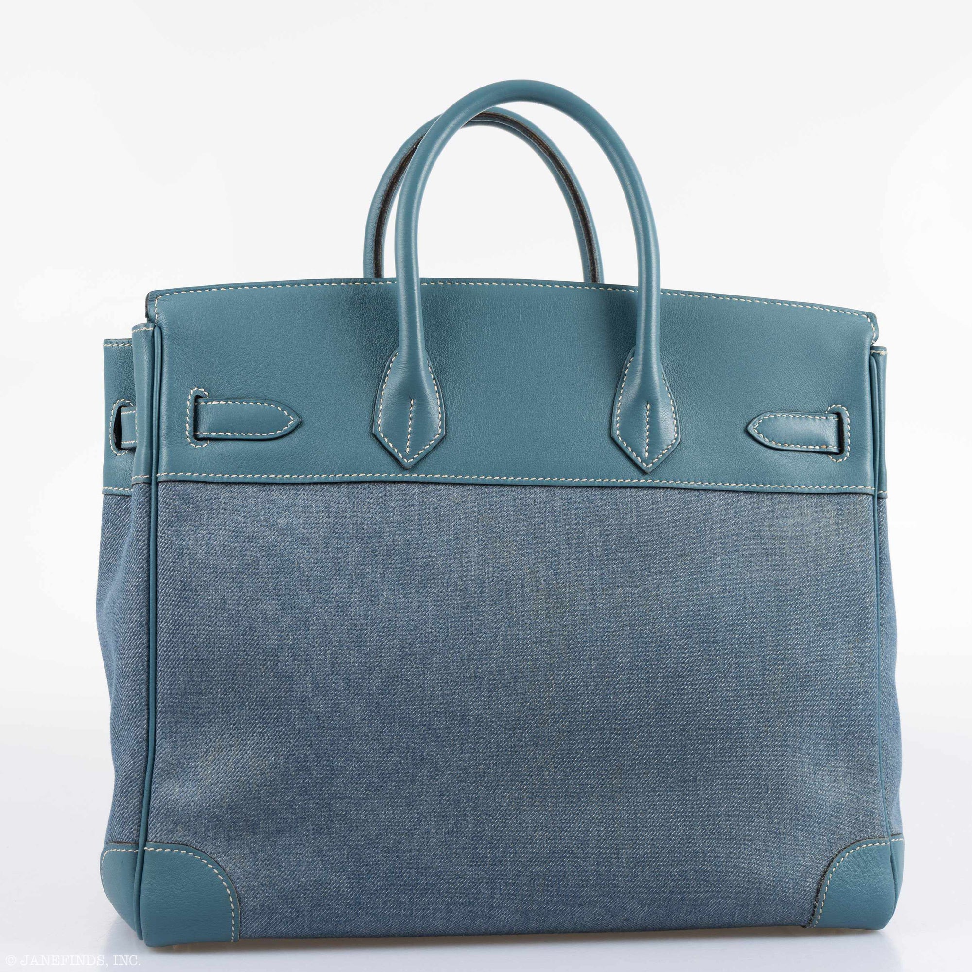 Hermès Birkin 32 HAC Denim & Blue Jean Gulliver Leather Palladium Hardware
