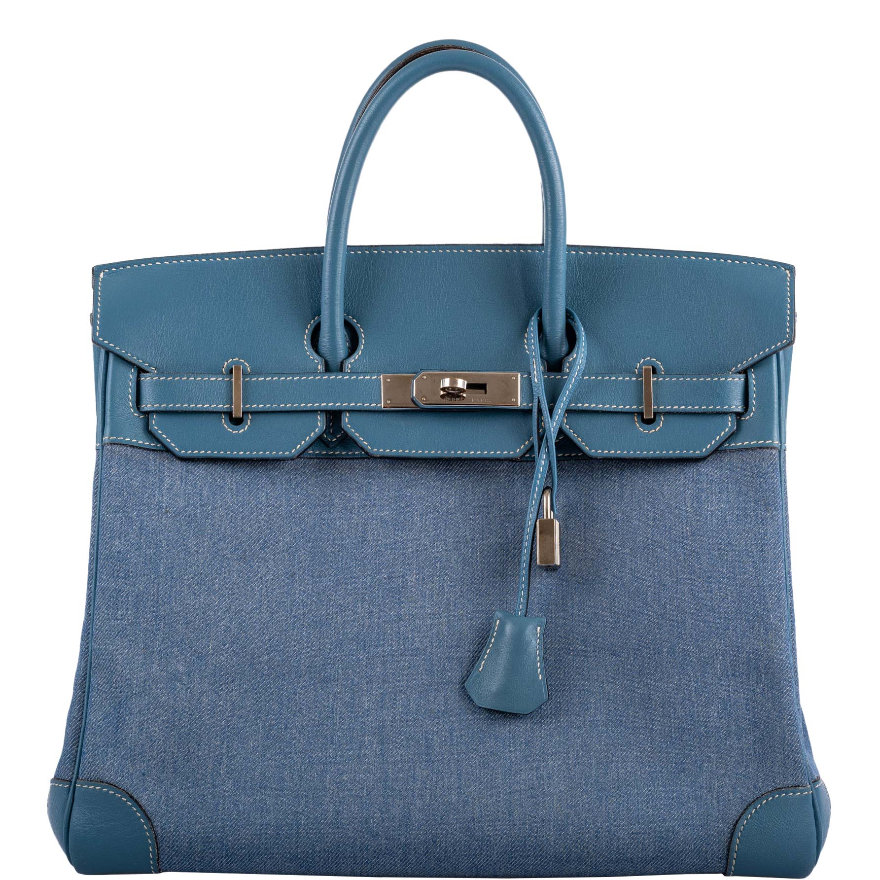 Hermès Birkin 32 HAC Denim & Blue Jean Gulliver Leather Palladium Hardware