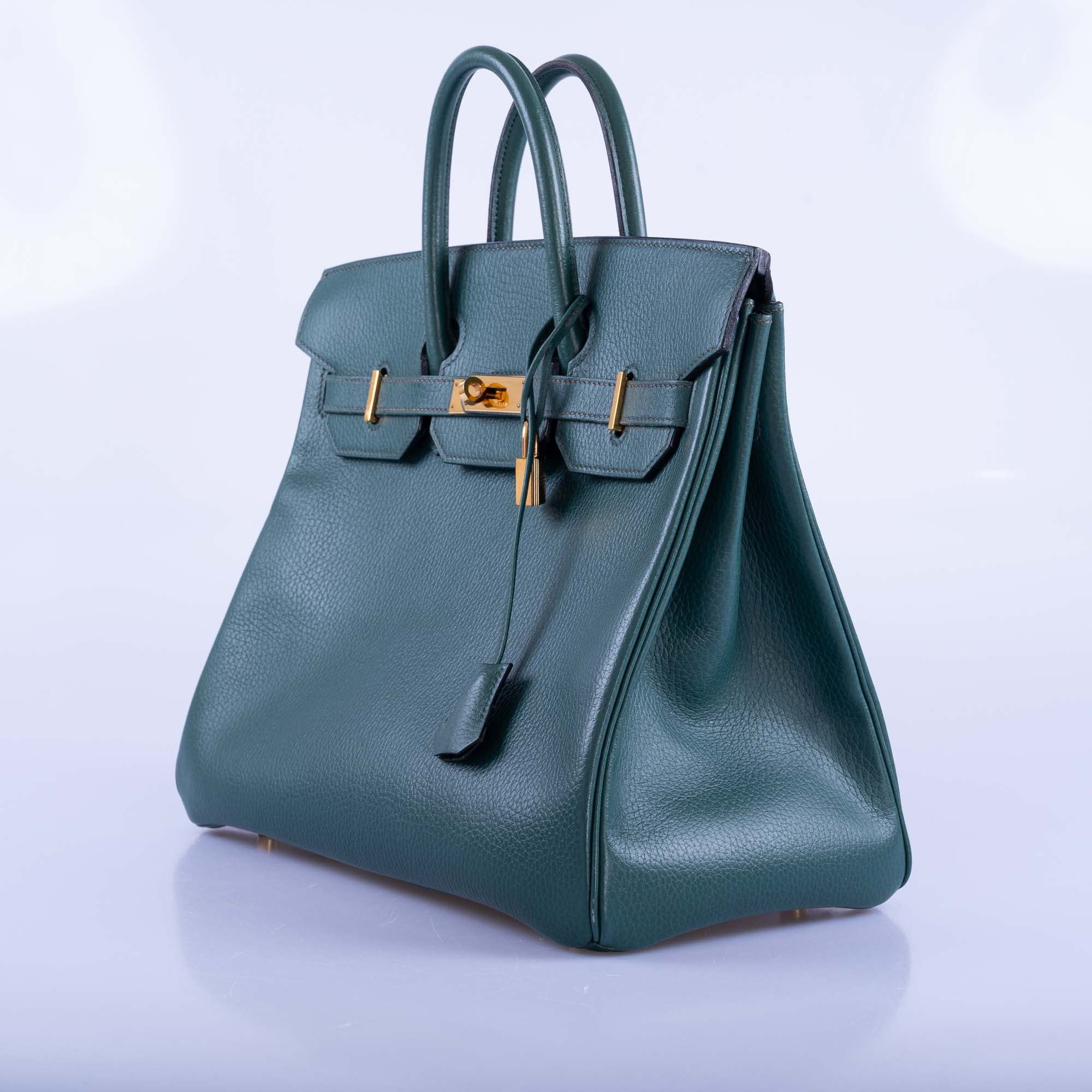 Hermès Birkin 32 HAC Vert Fonce Ardenne Leather Gold Hardware