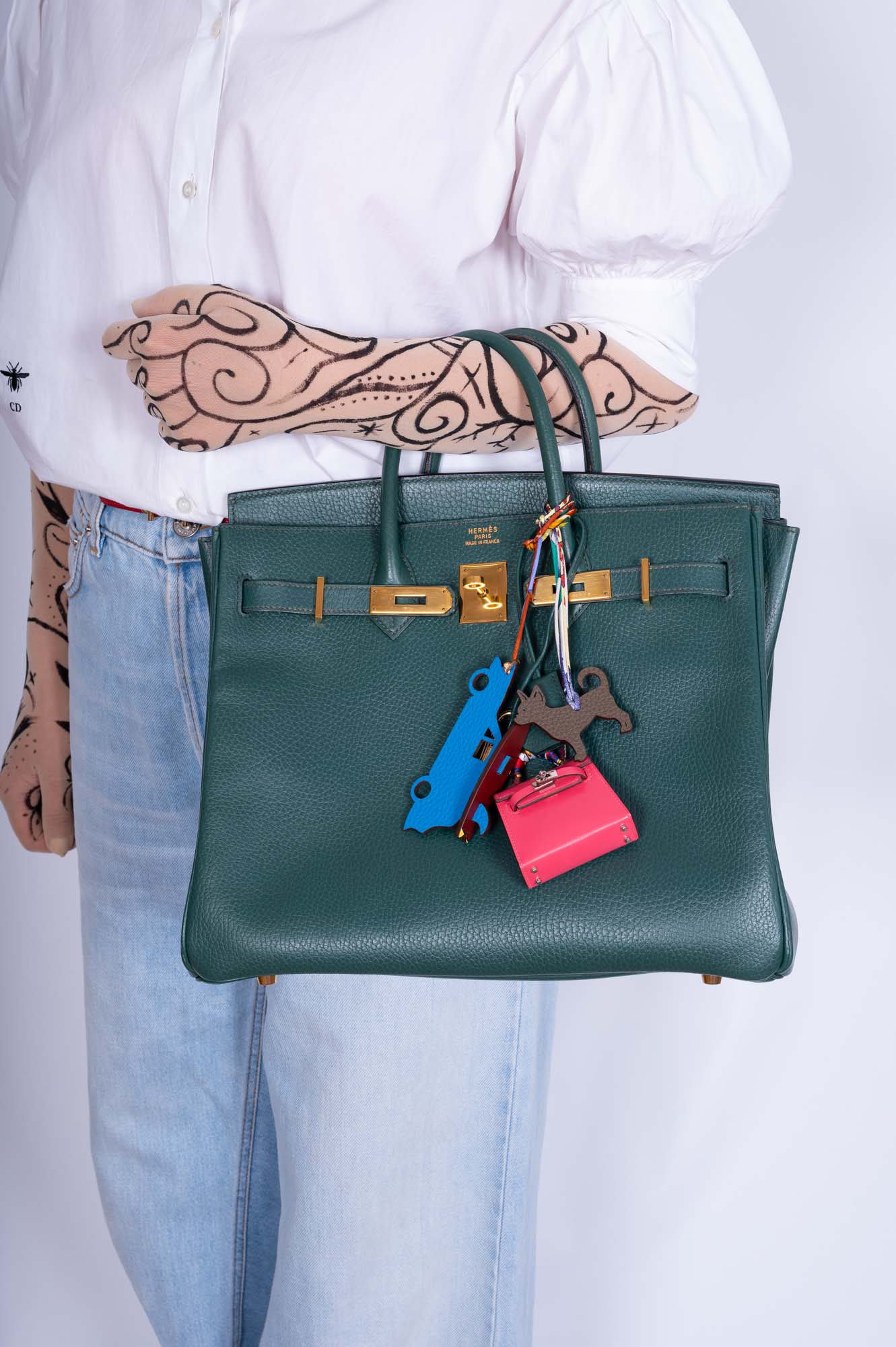 Hermès Birkin 32 HAC Vert Fonce Ardenne Leather Gold Hardware