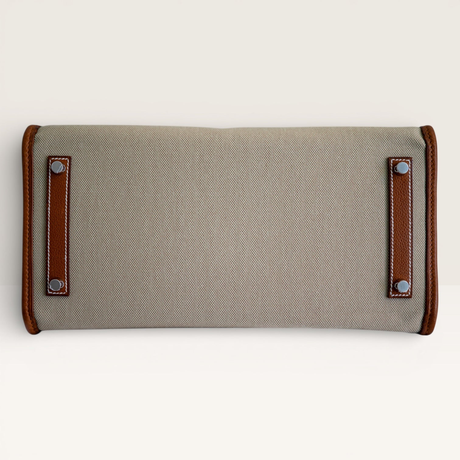 Hermès Birkin 35 À L'Envers Ficelle/Ecru Toile H & Fauve Barenia Faubourg Palladium Hardware