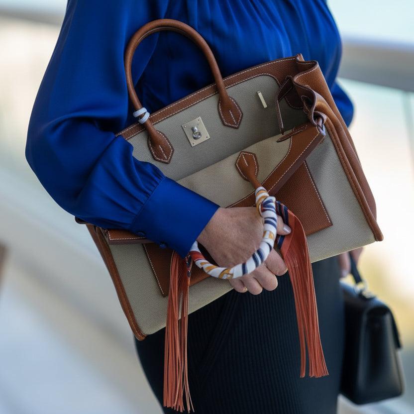 Hermès Birkin 35 À L'Envers Ficelle/Ecru Toile H & Fauve Barenia Faubourg Palladium Hardware