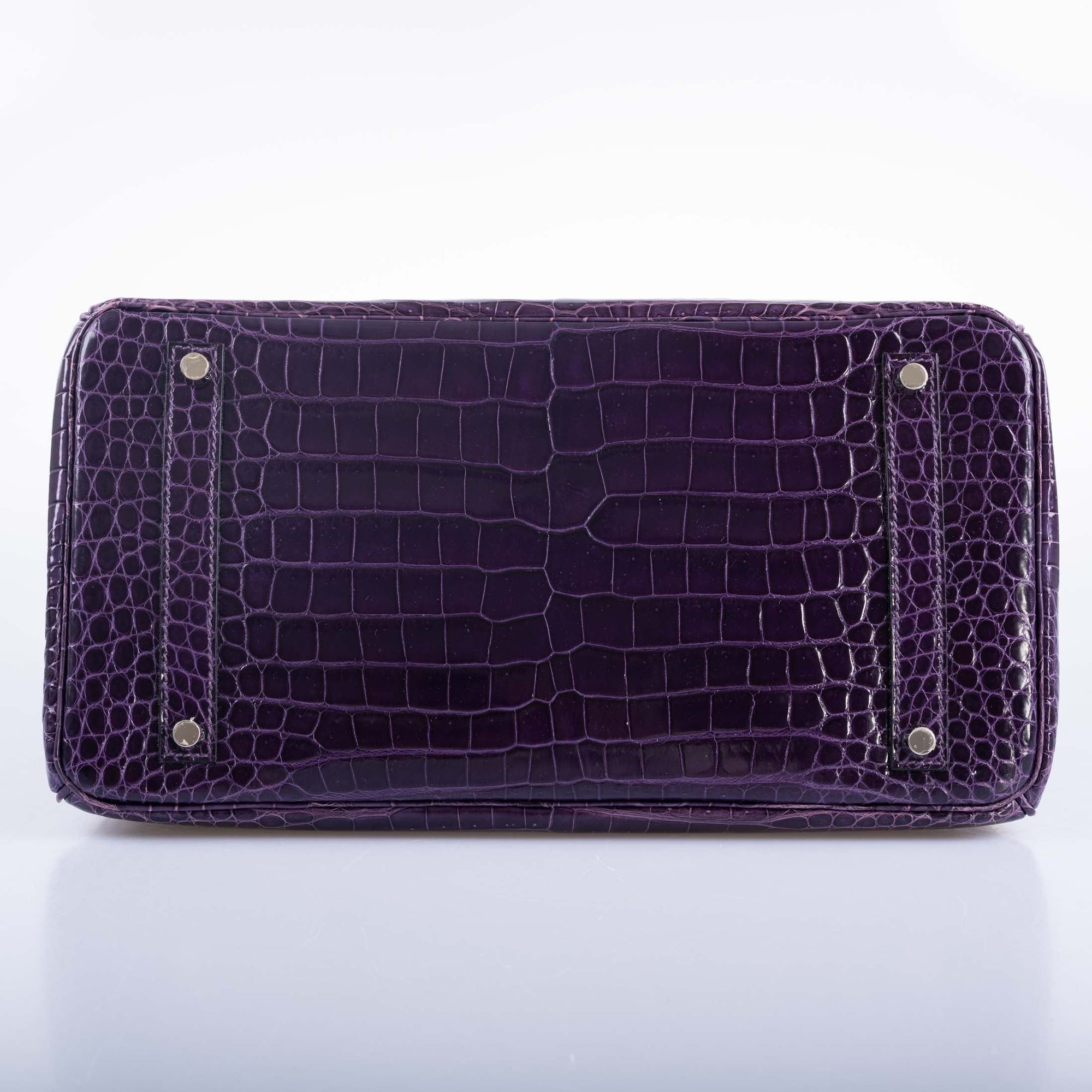 Hermès Birkin 35 Amethyst Porosus Crocodile with Palladium Hardware