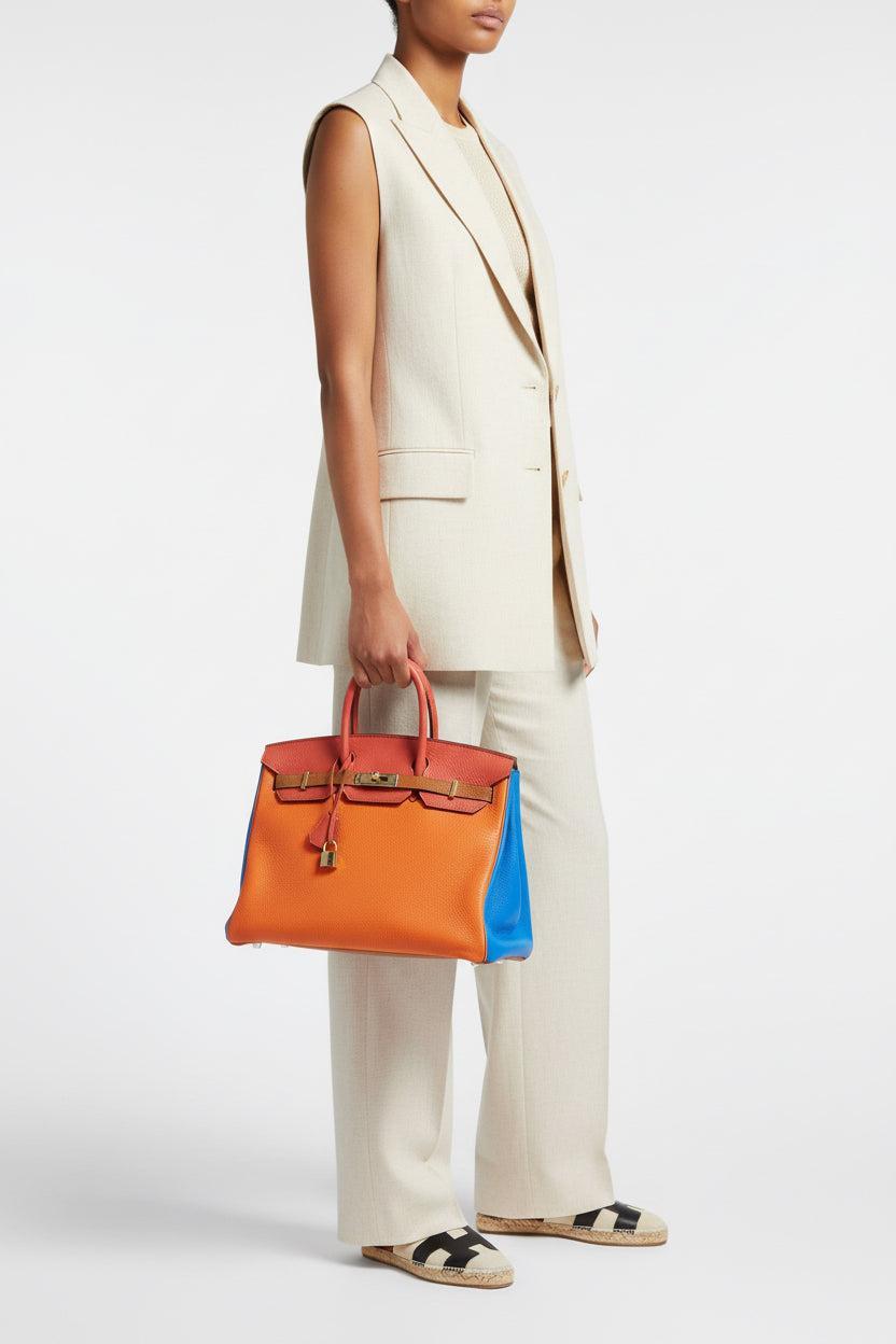 Hermès Birkin 35 Arlequin Clémence Palladium Hardware