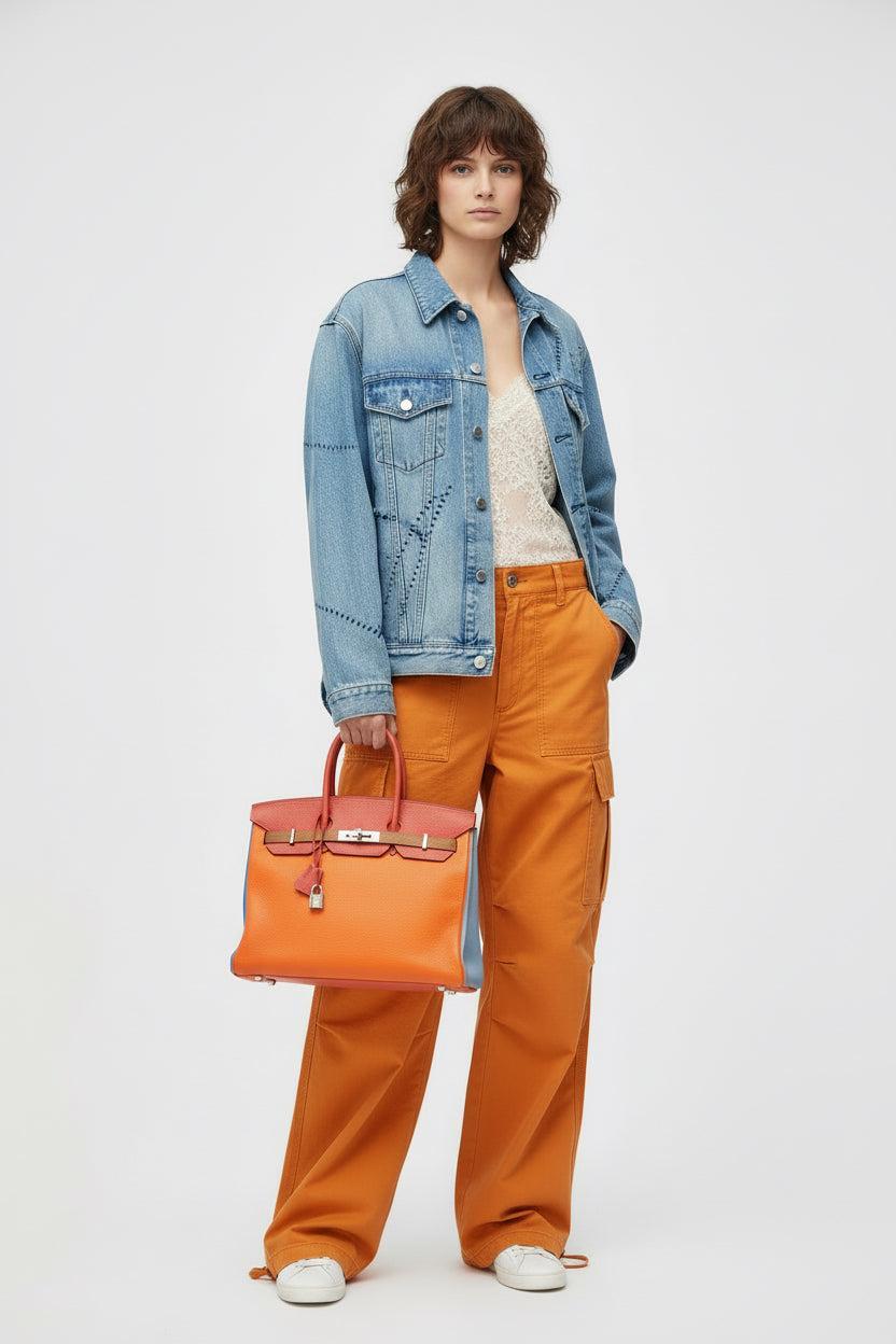 Hermès Birkin 35 Arlequin Clémence Palladium Hardware