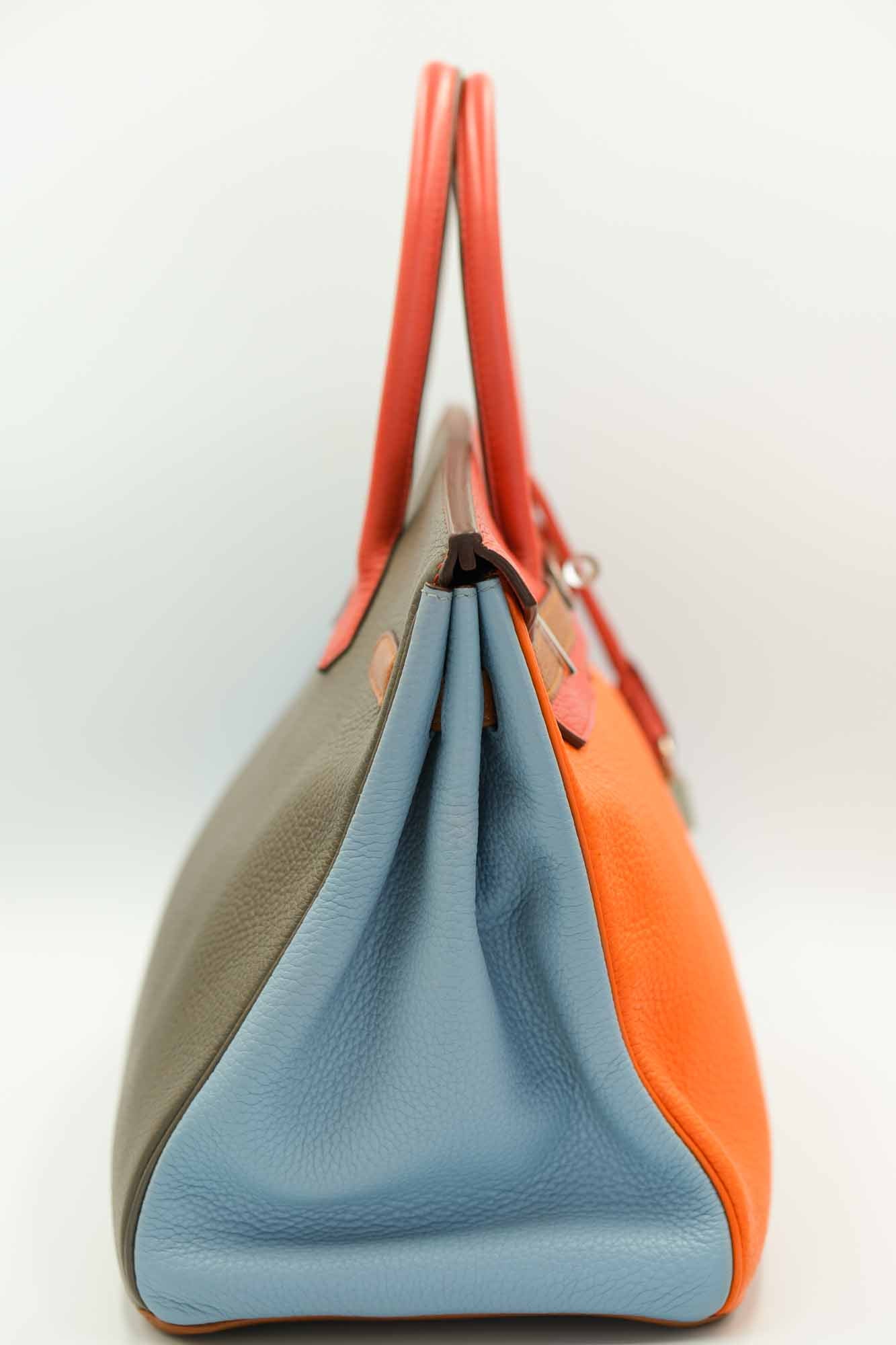 Hermès Birkin 35 Arlequin Clémence Palladium Hardware