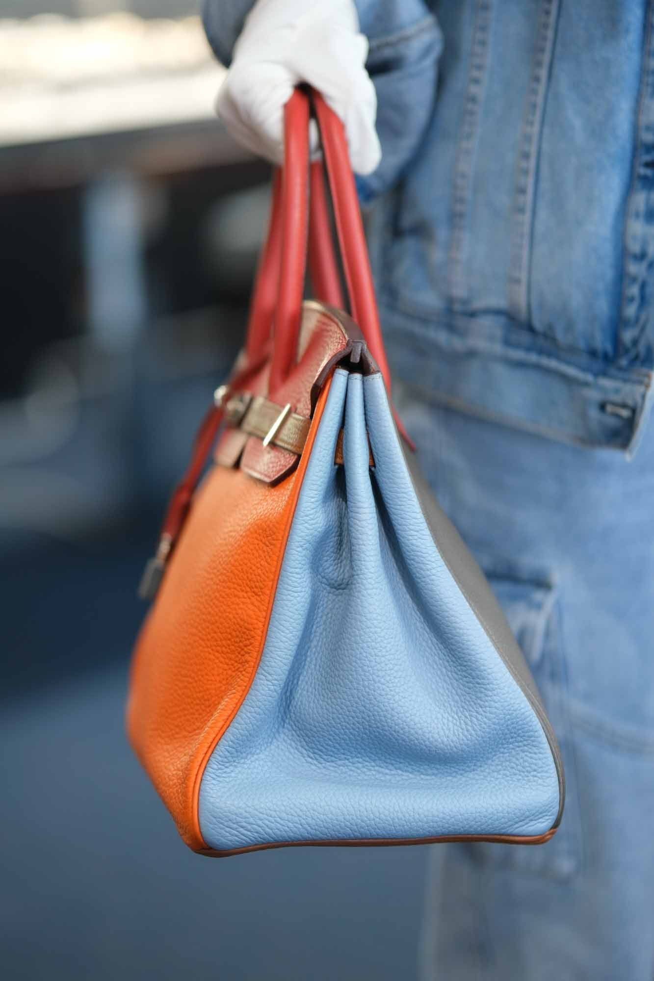 Hermès Birkin 35 Arlequin Clémence Palladium Hardware