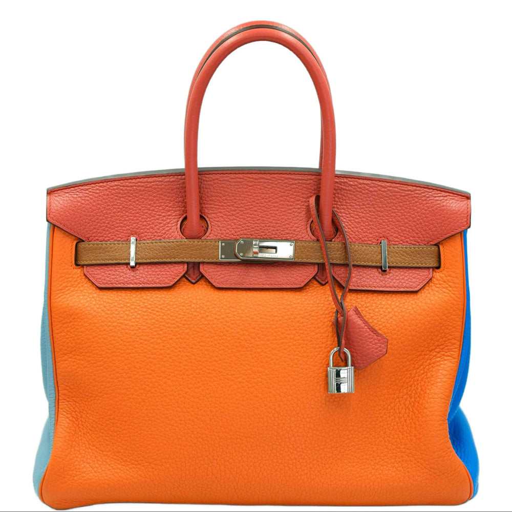 Hermès Birkin 35 Arlequin Clémence Palladium Hardware